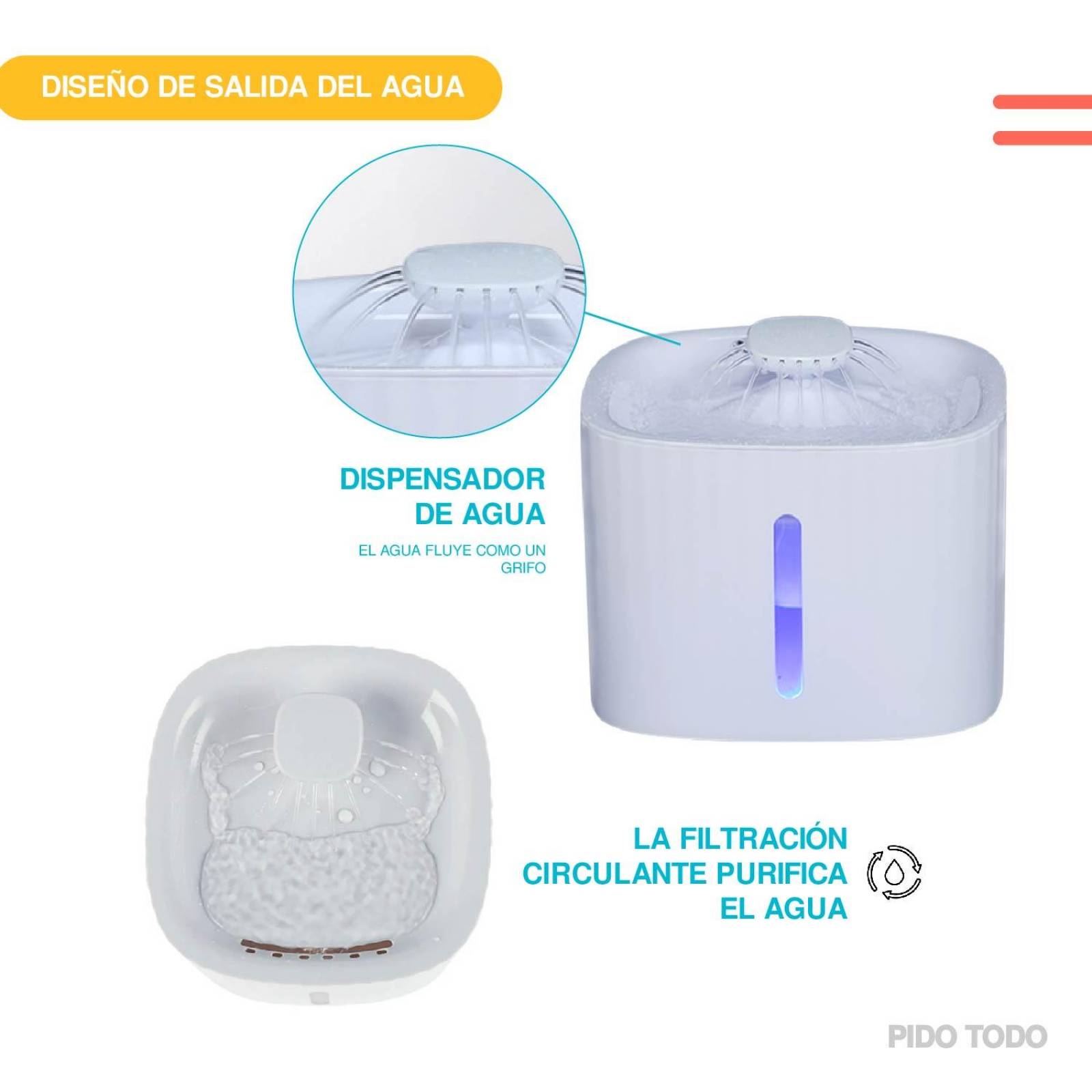 Bebedero para mascota tipo fuente capacidad 2.5L