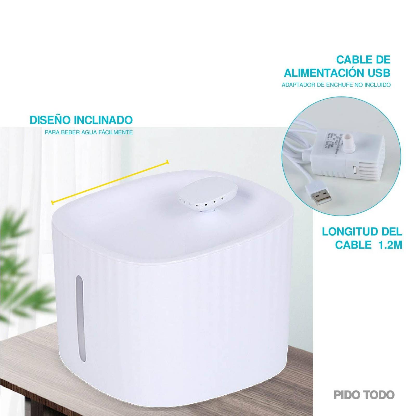 Bebedero para mascota tipo fuente capacidad 2.5L