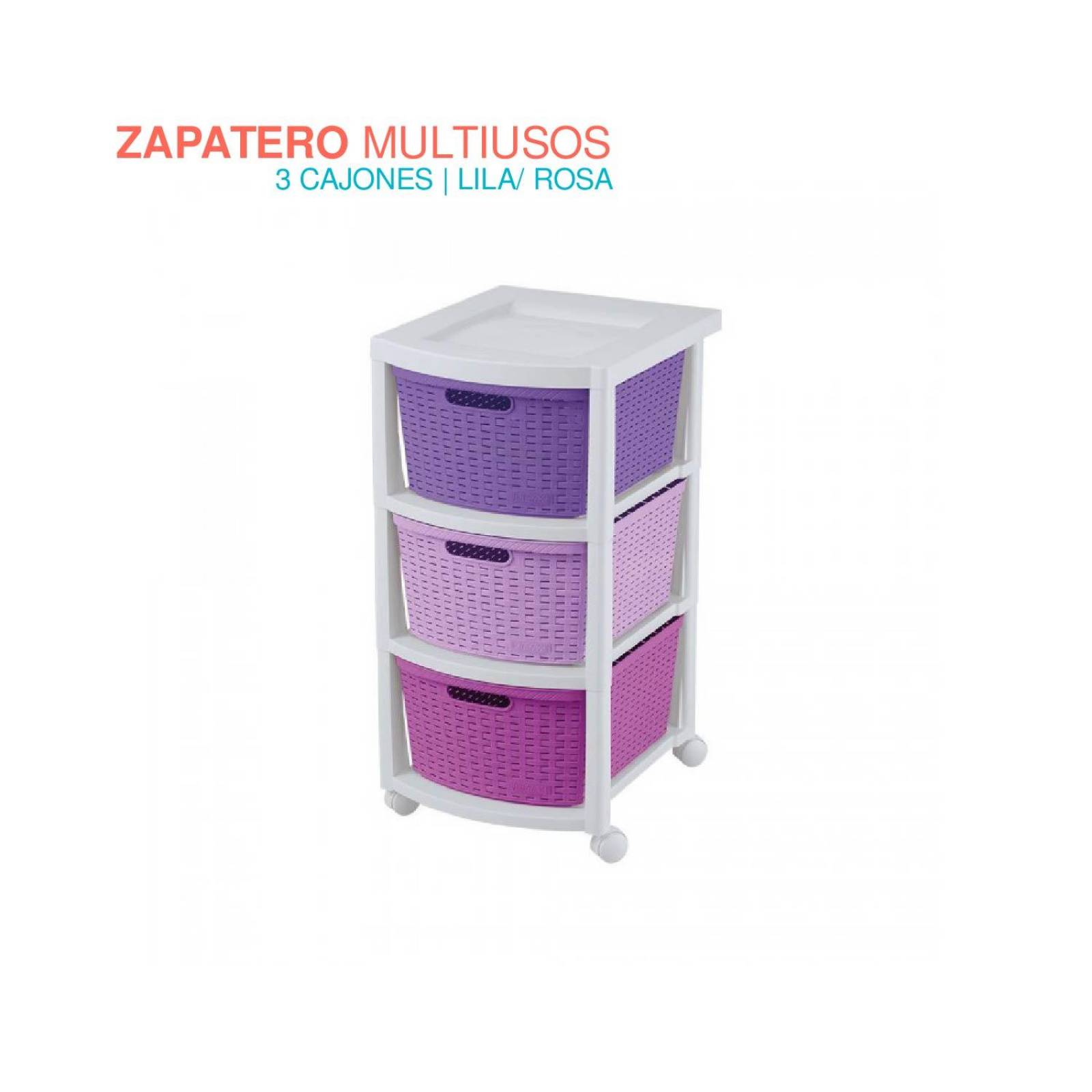 Torre 3 Niveles Cajonera Multiusos Organizador Plastico Lila