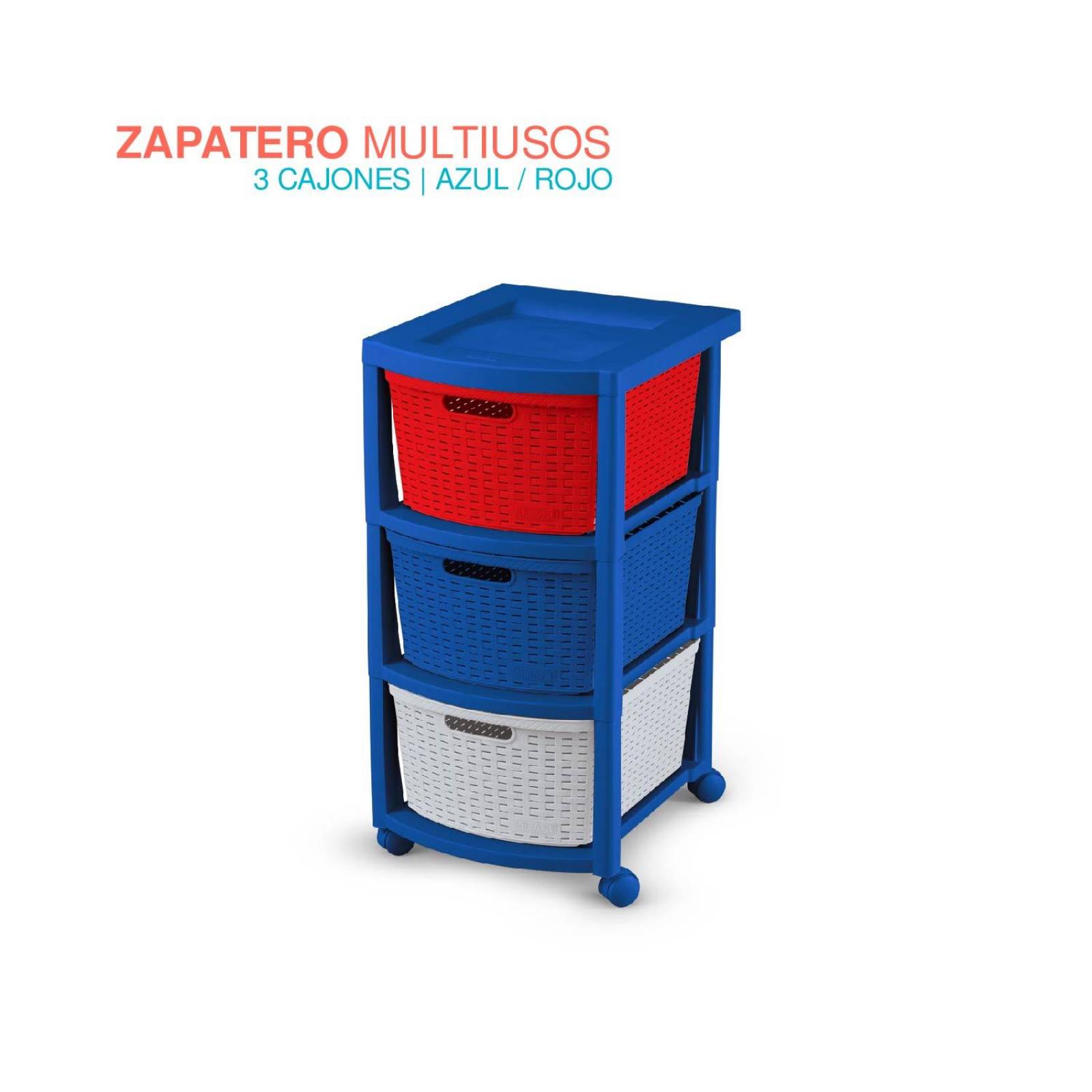 Torre 3 Niveles Cajonera Multiusos Organizador Plastico Azul