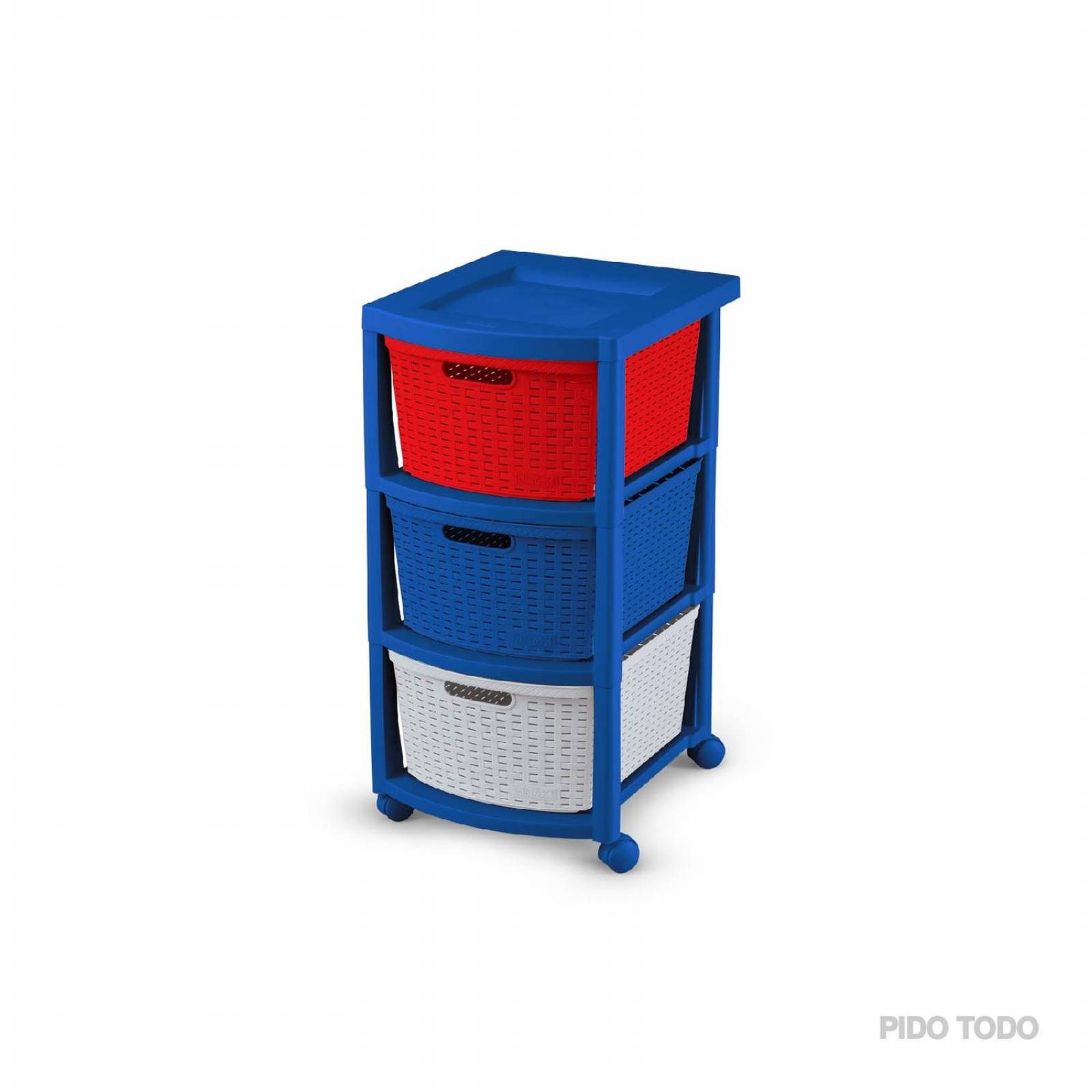 Torre 3 Niveles Cajonera Multiusos Organizador Plastico Azul