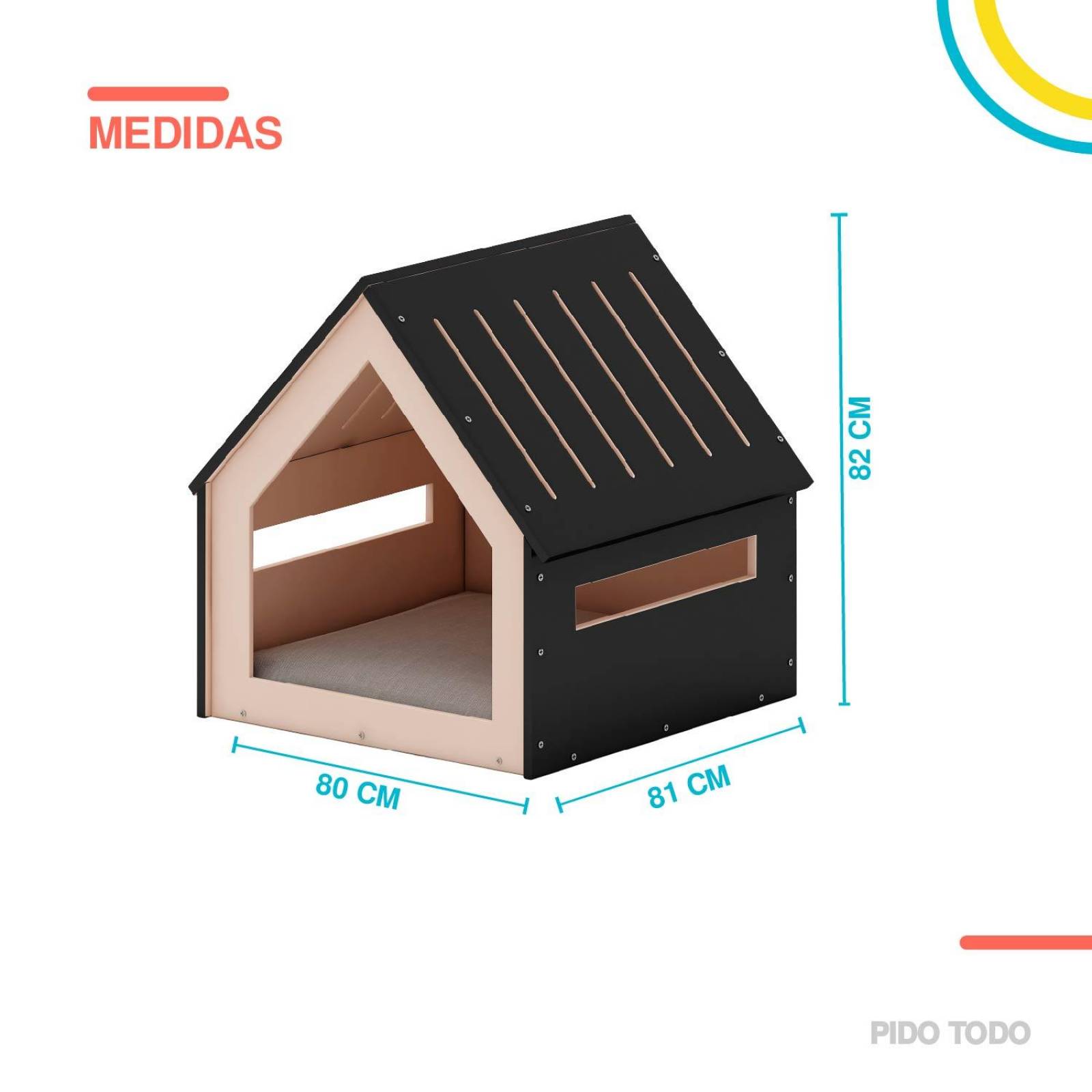 Casa para mascota 82x80.5x81cm Negro