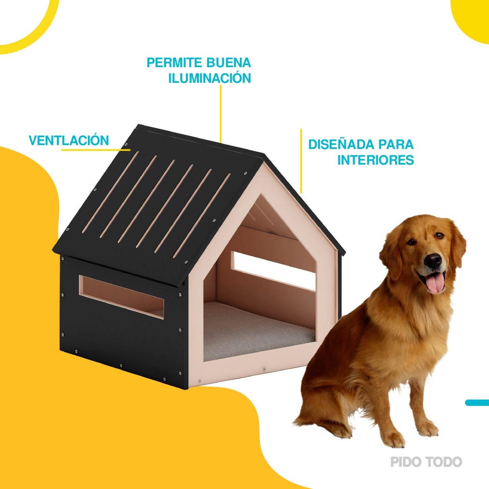 Casa para mascota 82x80.5x81cm Negro