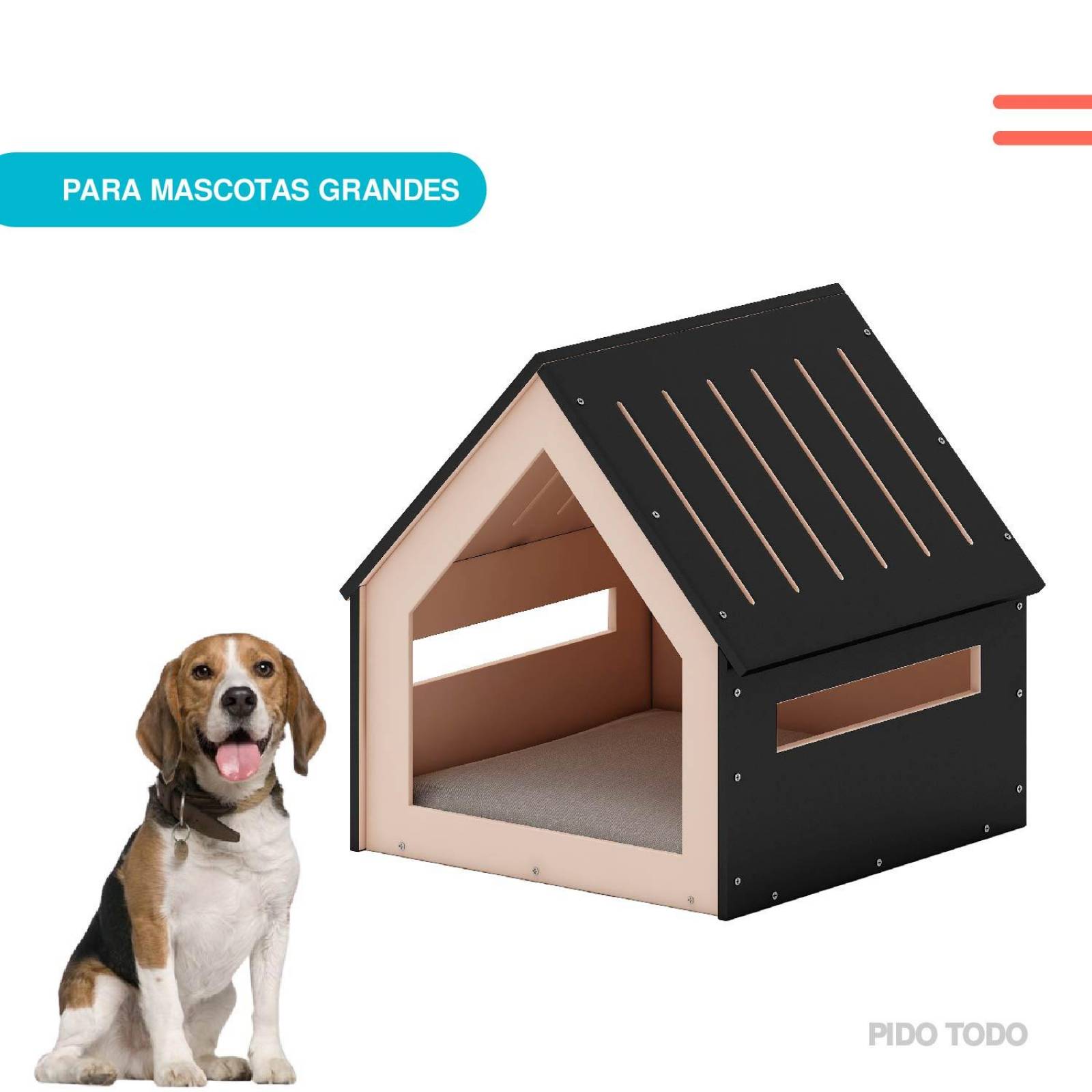 Casa para mascota 82x80.5x81cm Negro