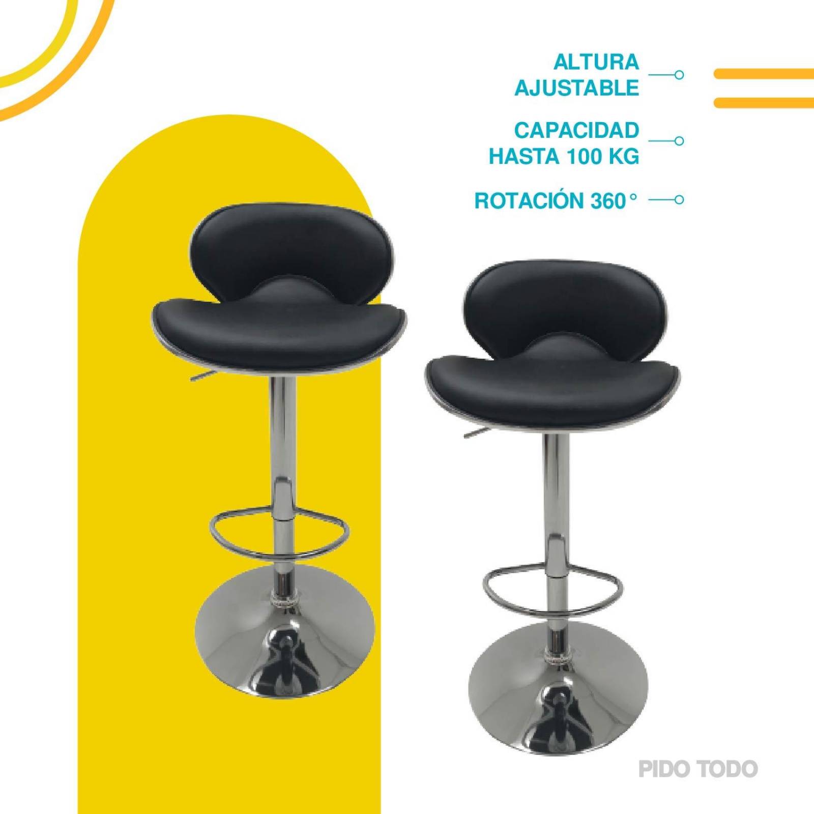 Set de 2 Silla alta con respaldo para comedor 