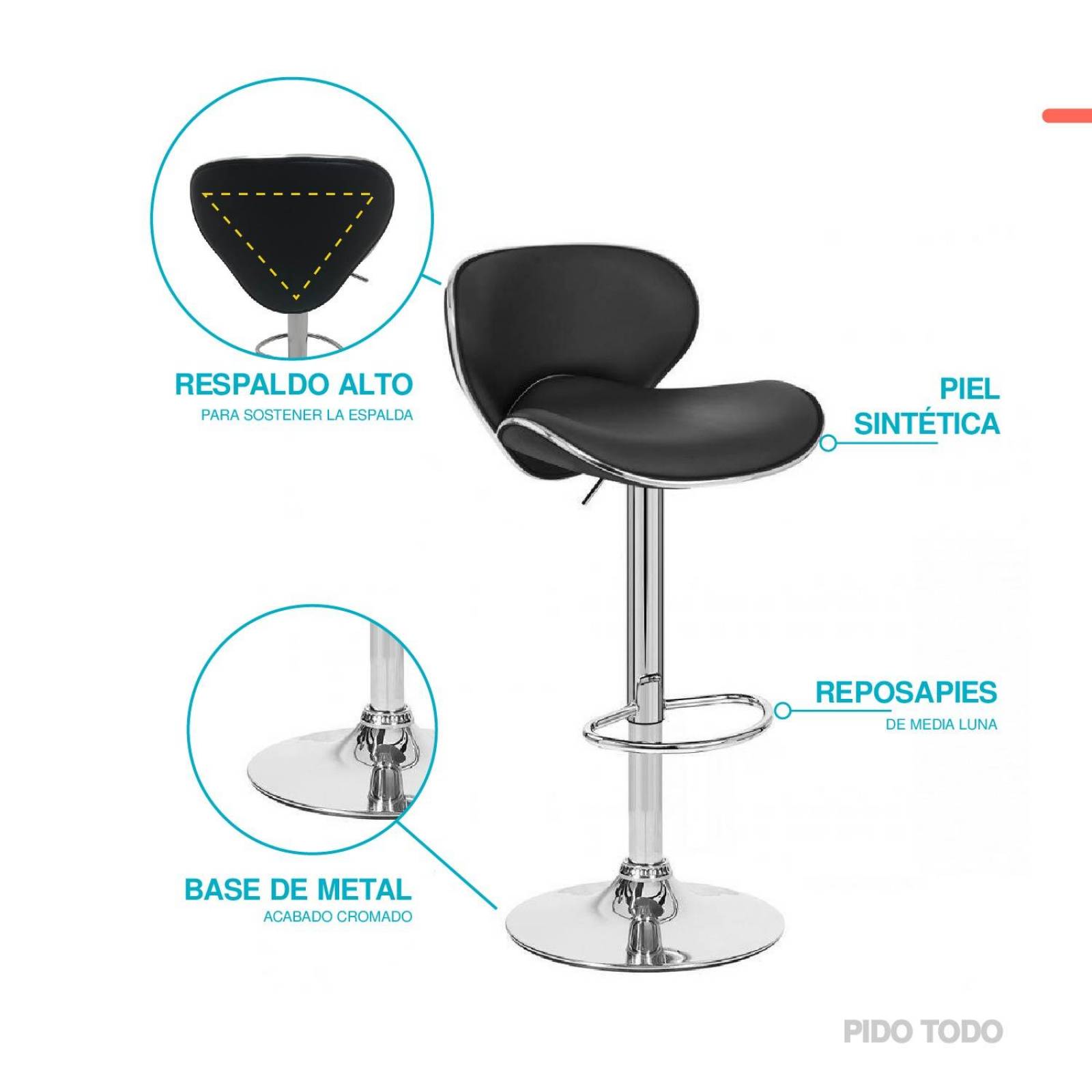 Set de 2 Silla alta con respaldo para comedor 
