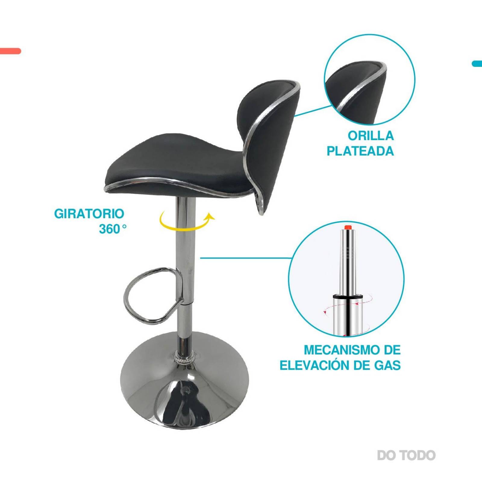 Set de 2 Silla alta con respaldo para comedor 