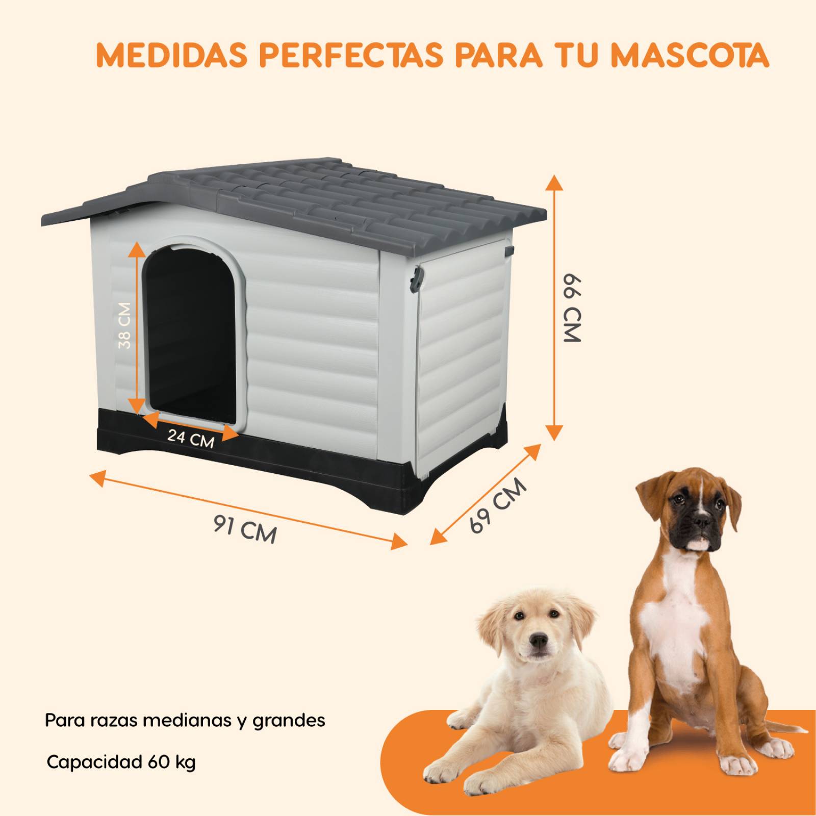 Casa Para Perro Mascota Raza Mediana Grande Armable Plastico