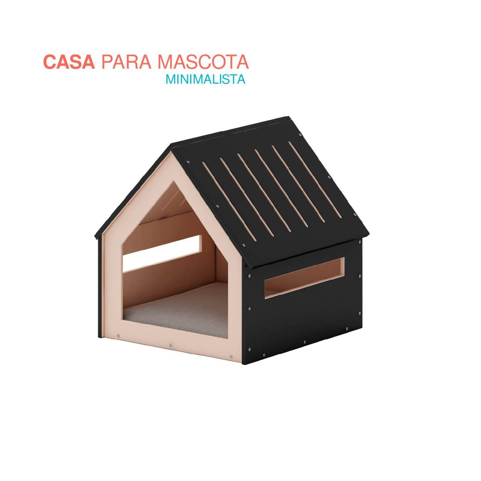 Casa para mascota 60.5x63x62.2cm Negro