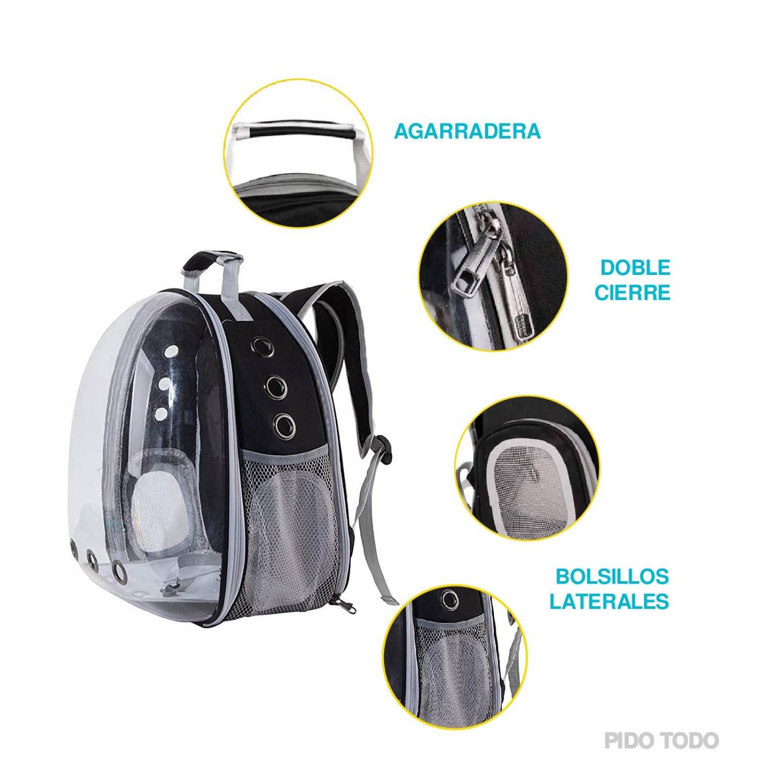 mochila transportadora para gatos 31 cm x 29 cm x 24 cm Negro