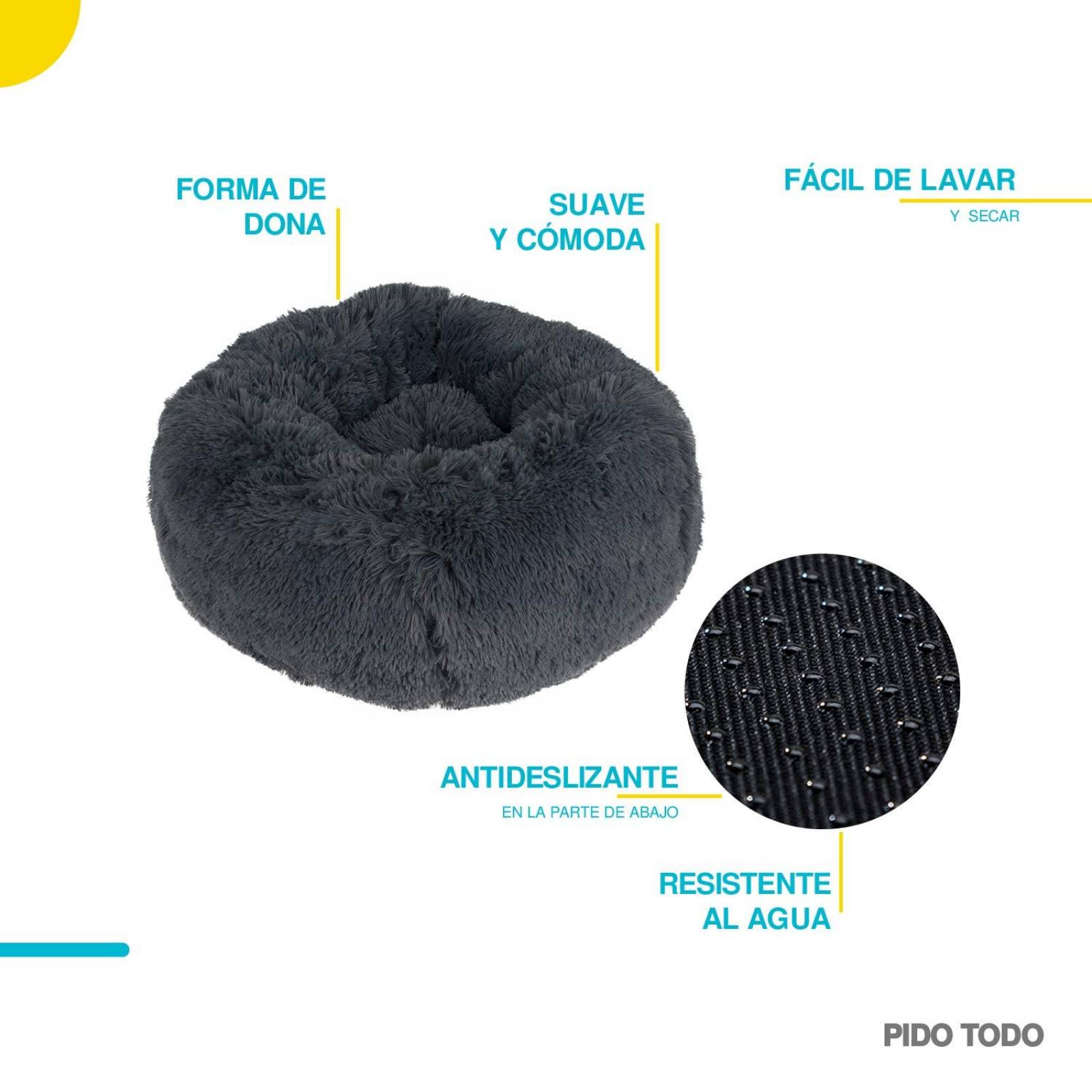 cama tipo puff para mascota 60 cm Gris