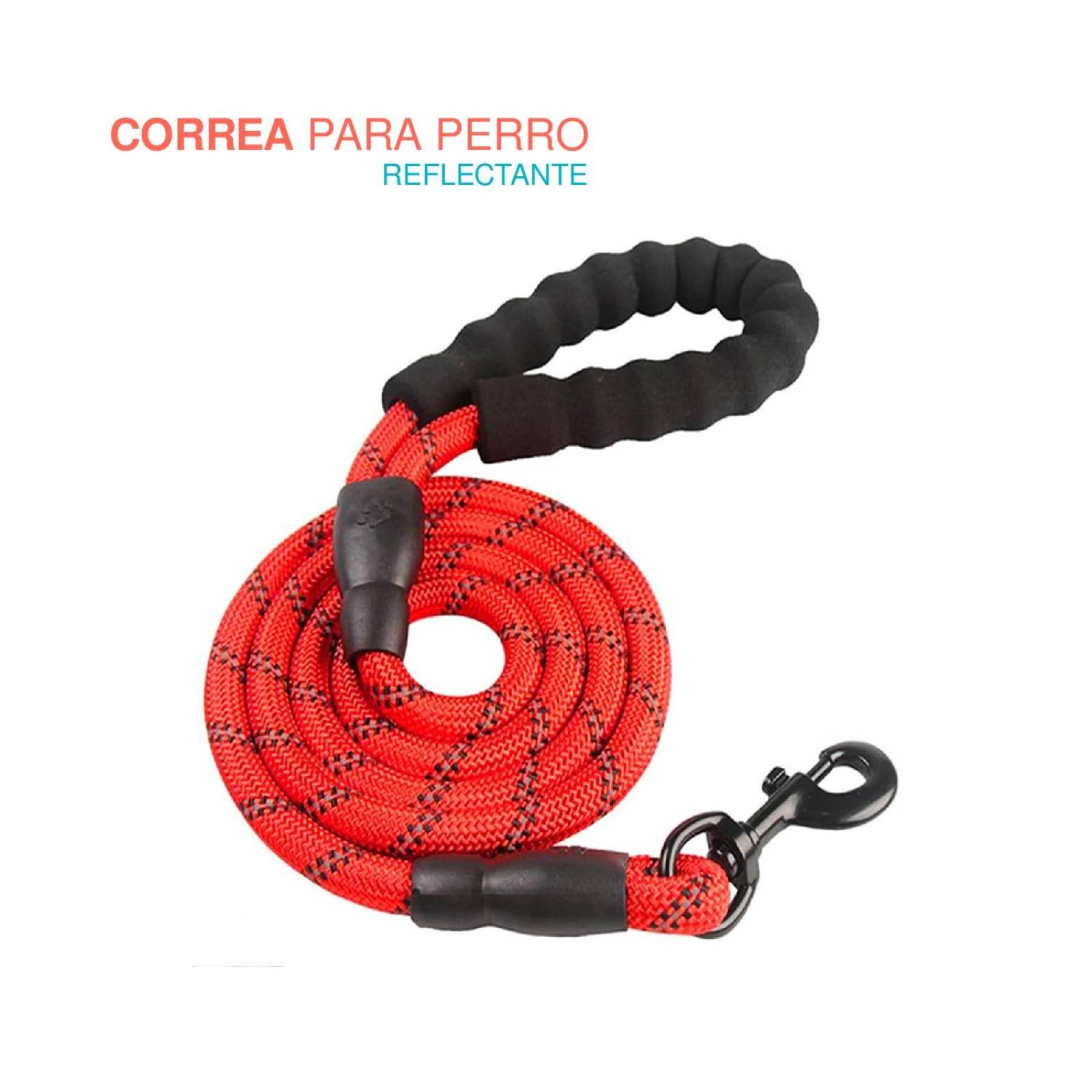 correa nylon para mascota 1.5 m largo Rojo
