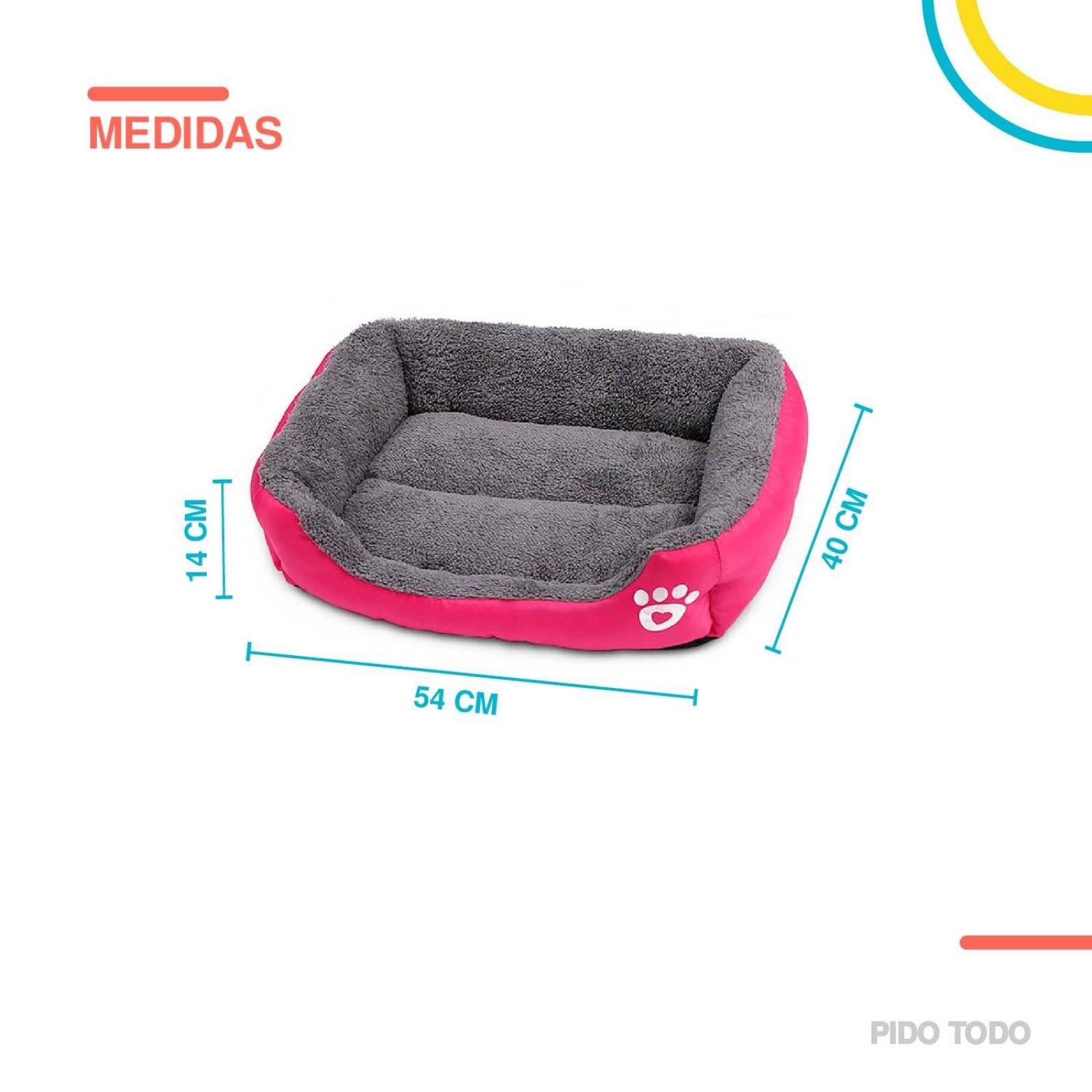 cama para mascotas 54x40x14cm Rosa