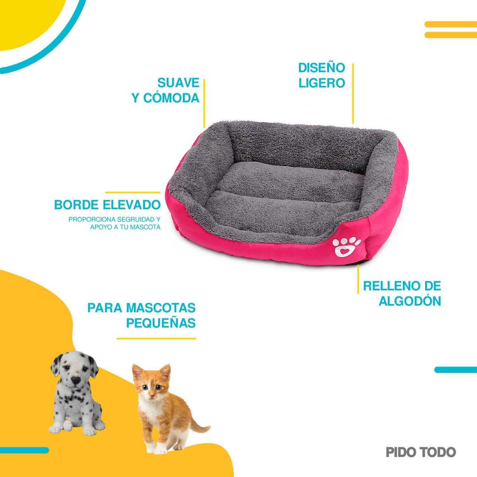 cama para mascotas 54x40x14cm Rosa