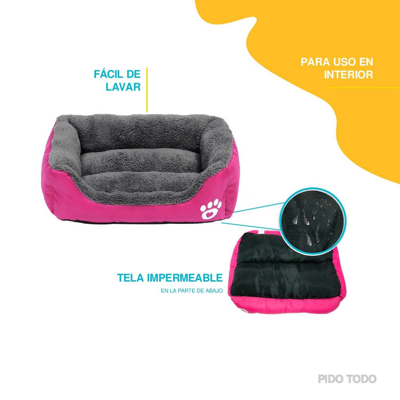 cama para mascotas 54x40x14cm Rosa