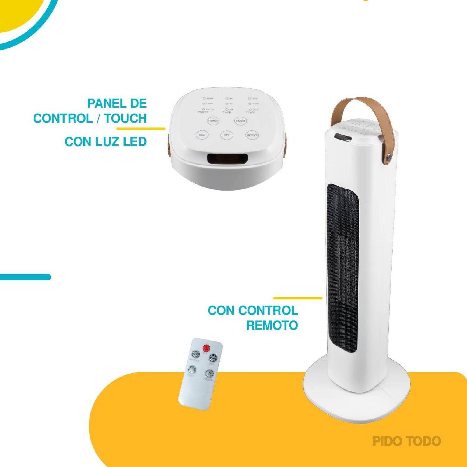 Abanico de torre hibrido con Calefactor 