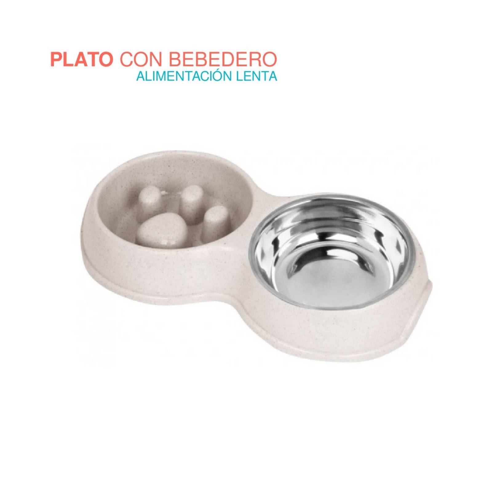 tazon alimentacion lenta con bebedero 30x17x5 Beige