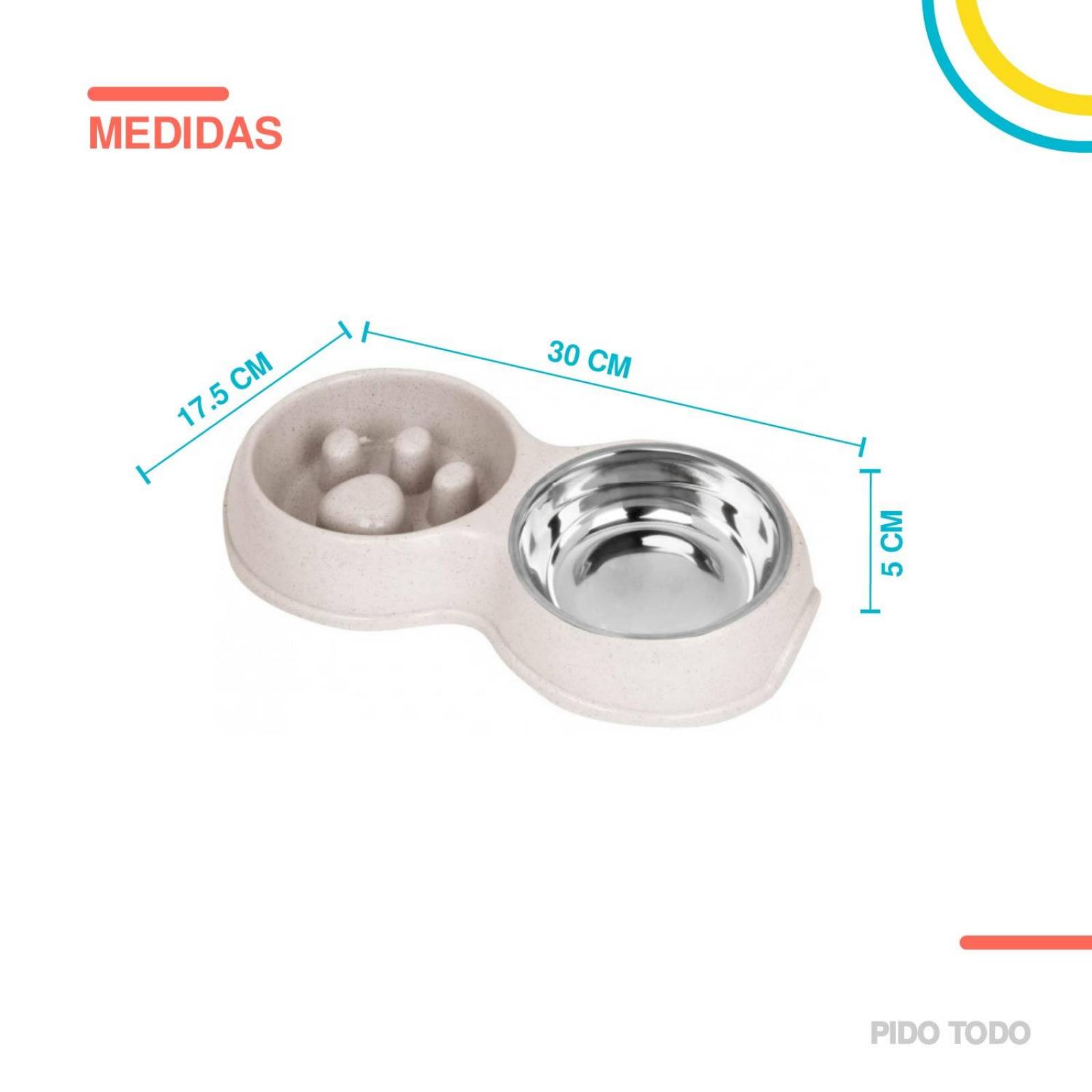 tazon alimentacion lenta con bebedero 30x17x5 Beige