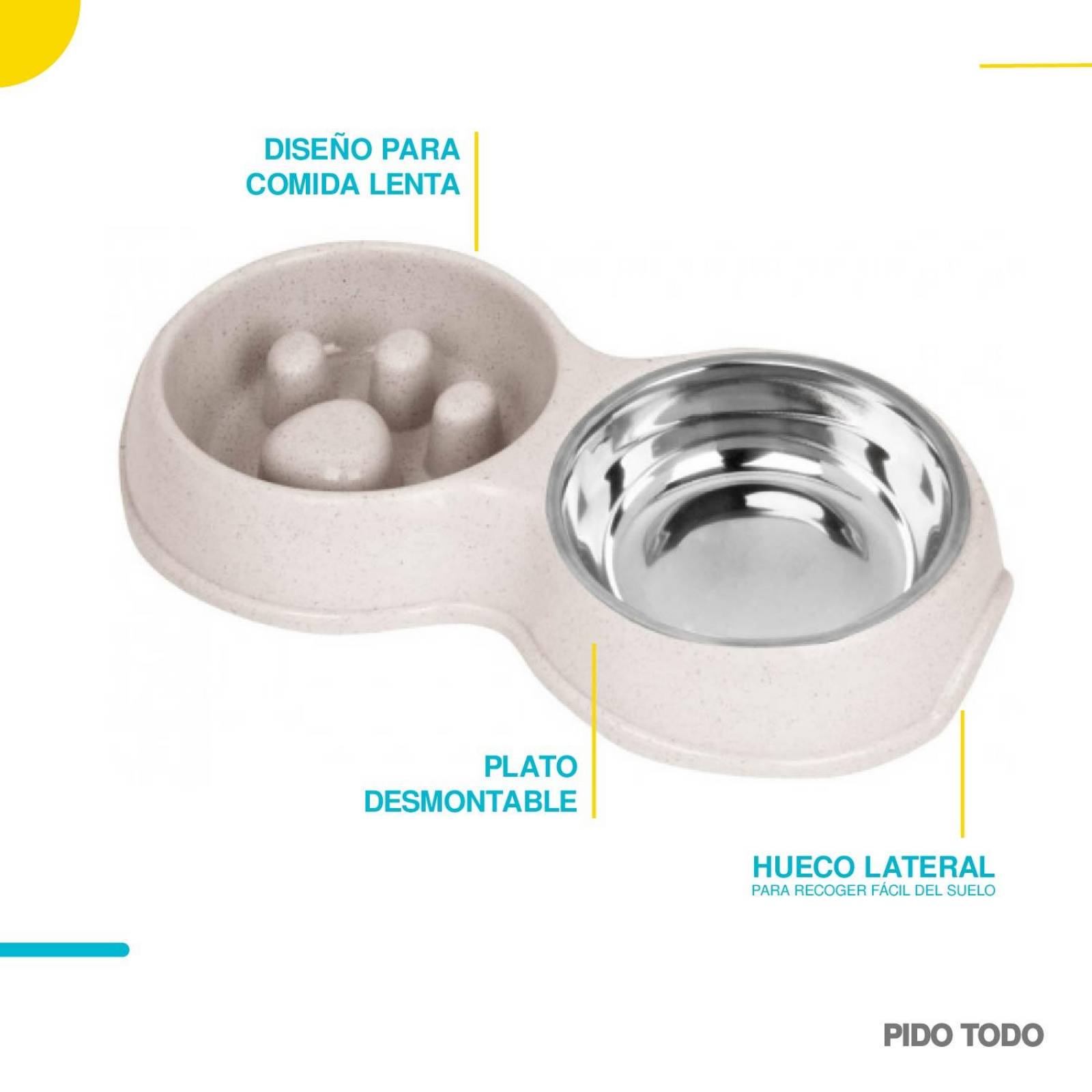 tazon alimentacion lenta con bebedero 30x17x5 Beige