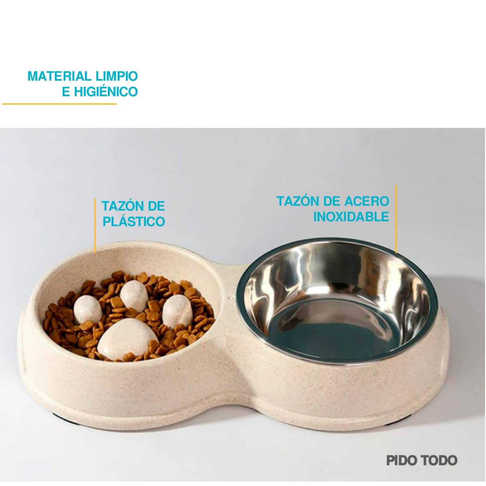 tazon alimentacion lenta con bebedero 30x17x5 Beige