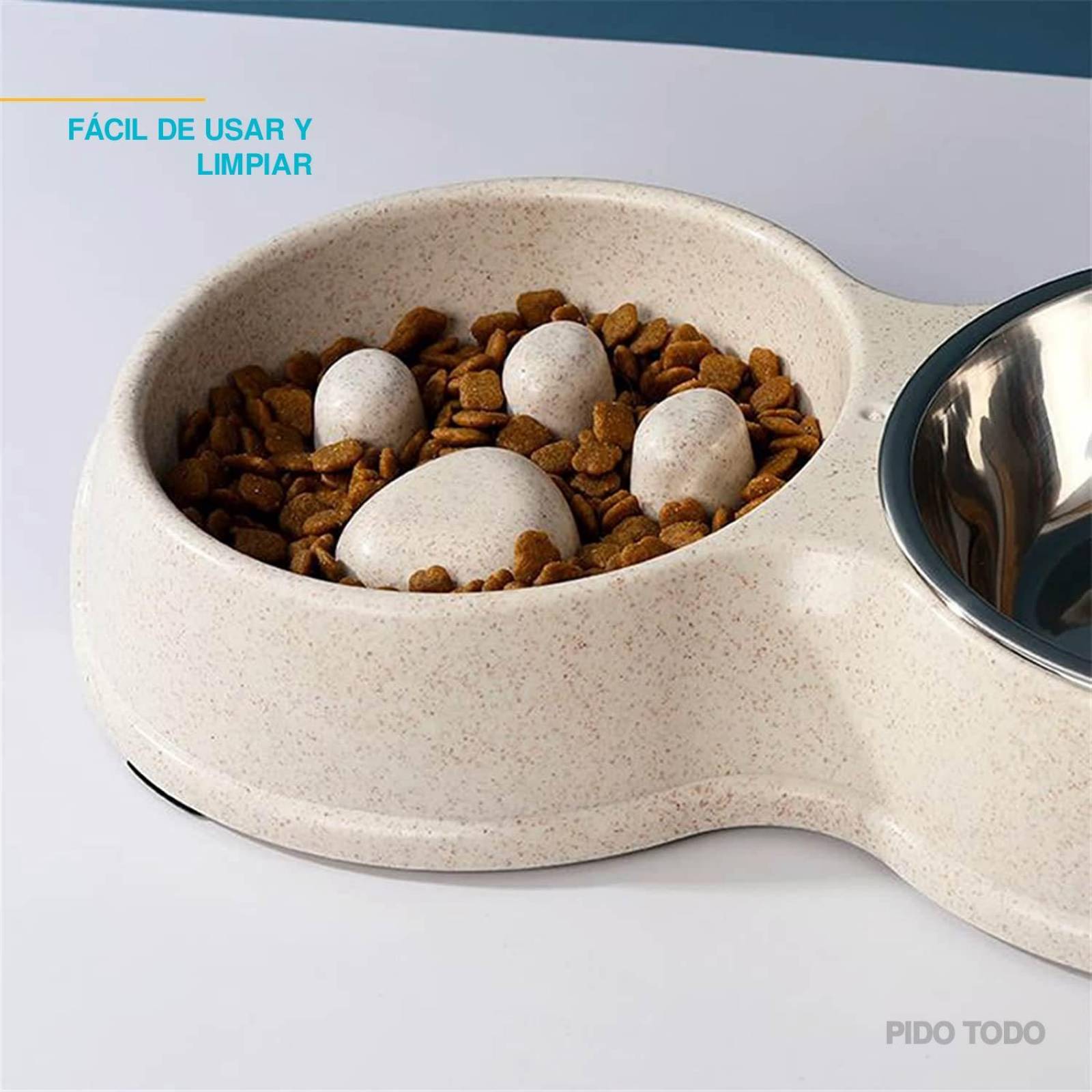 tazon alimentacion lenta con bebedero 30x17x5 Beige