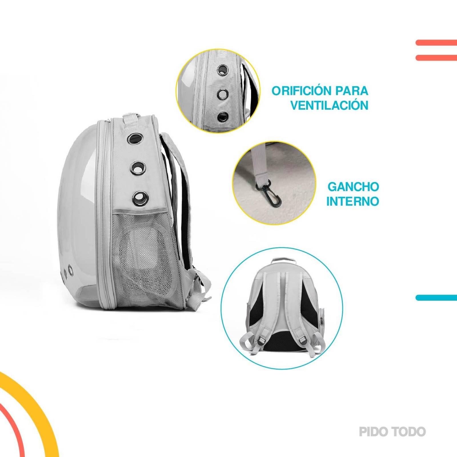 mochila transportadora para gatos Gris 31 cm x 29 cm x 24 cm