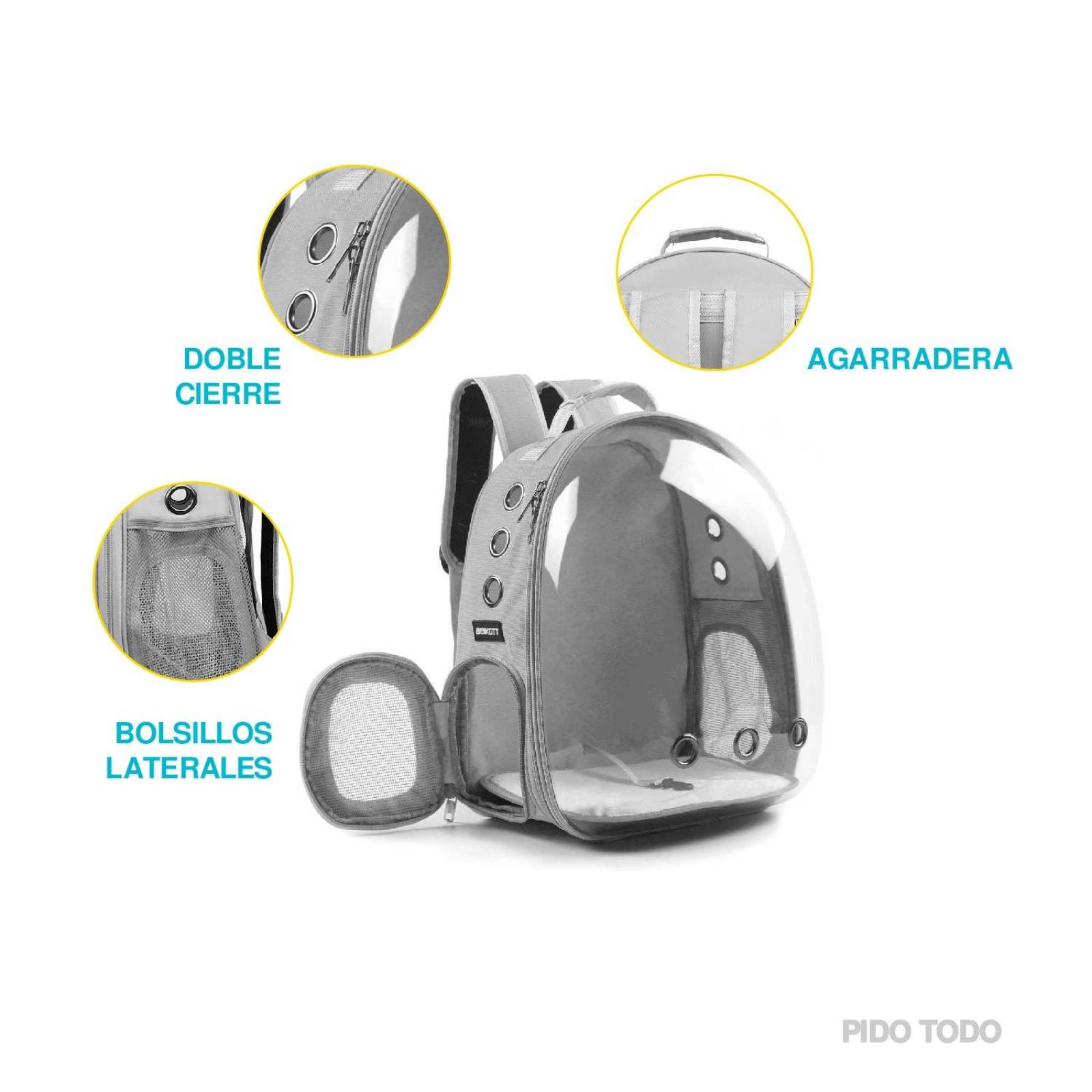 mochila transportadora para gatos Gris 31 cm x 29 cm x 24 cm