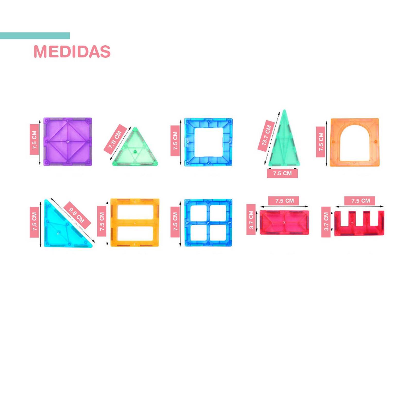 Bloques Magnéticos de Colores set 48 piezas