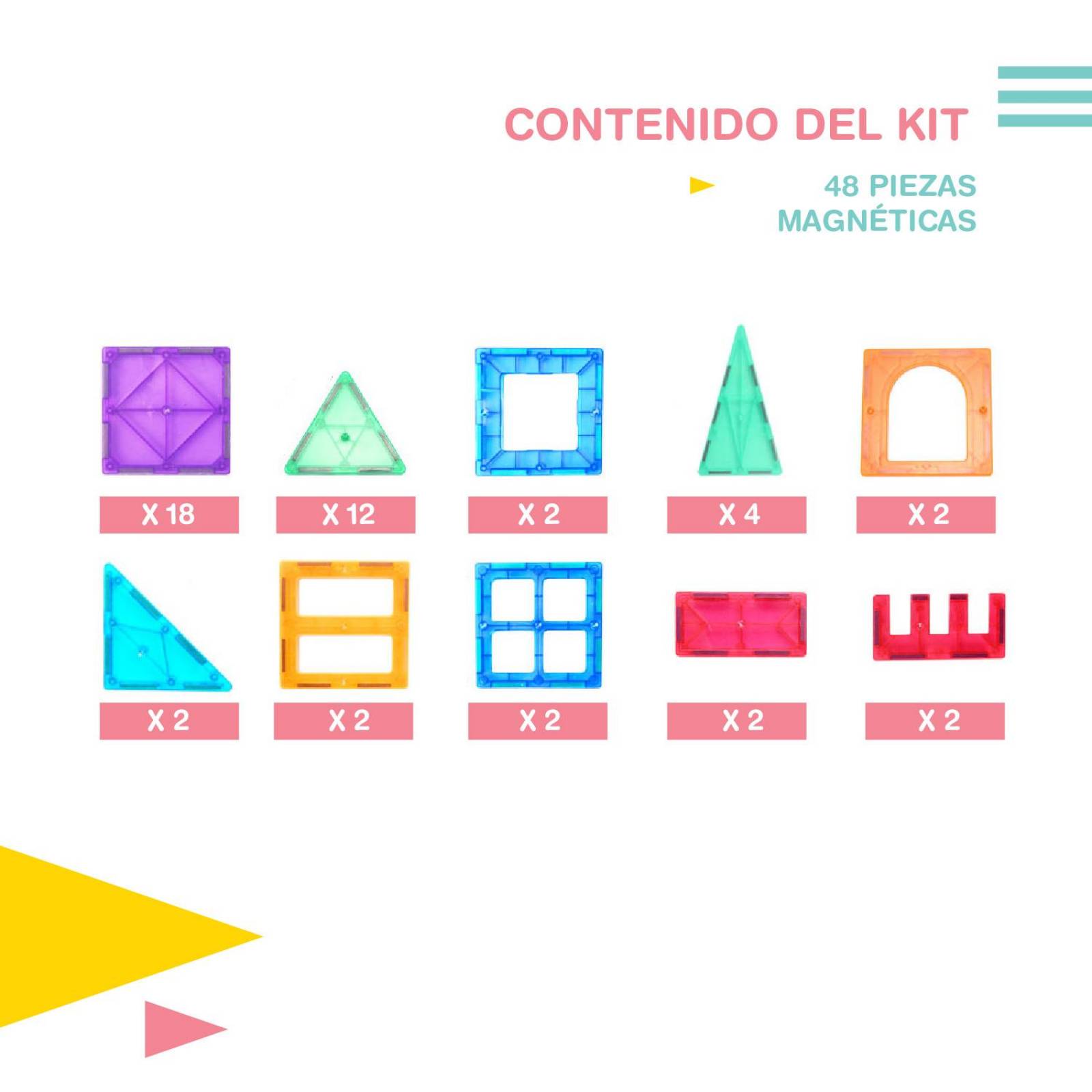 Bloques Magnéticos de Colores set 48 piezas