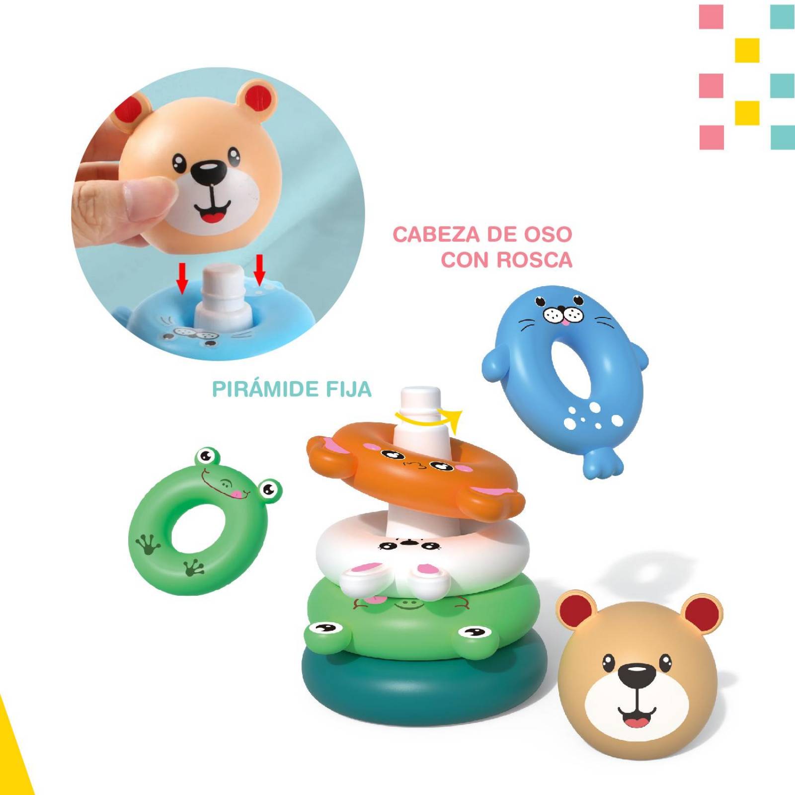 2-1 Anillos Apilables Juguete Sensorial Montessori 