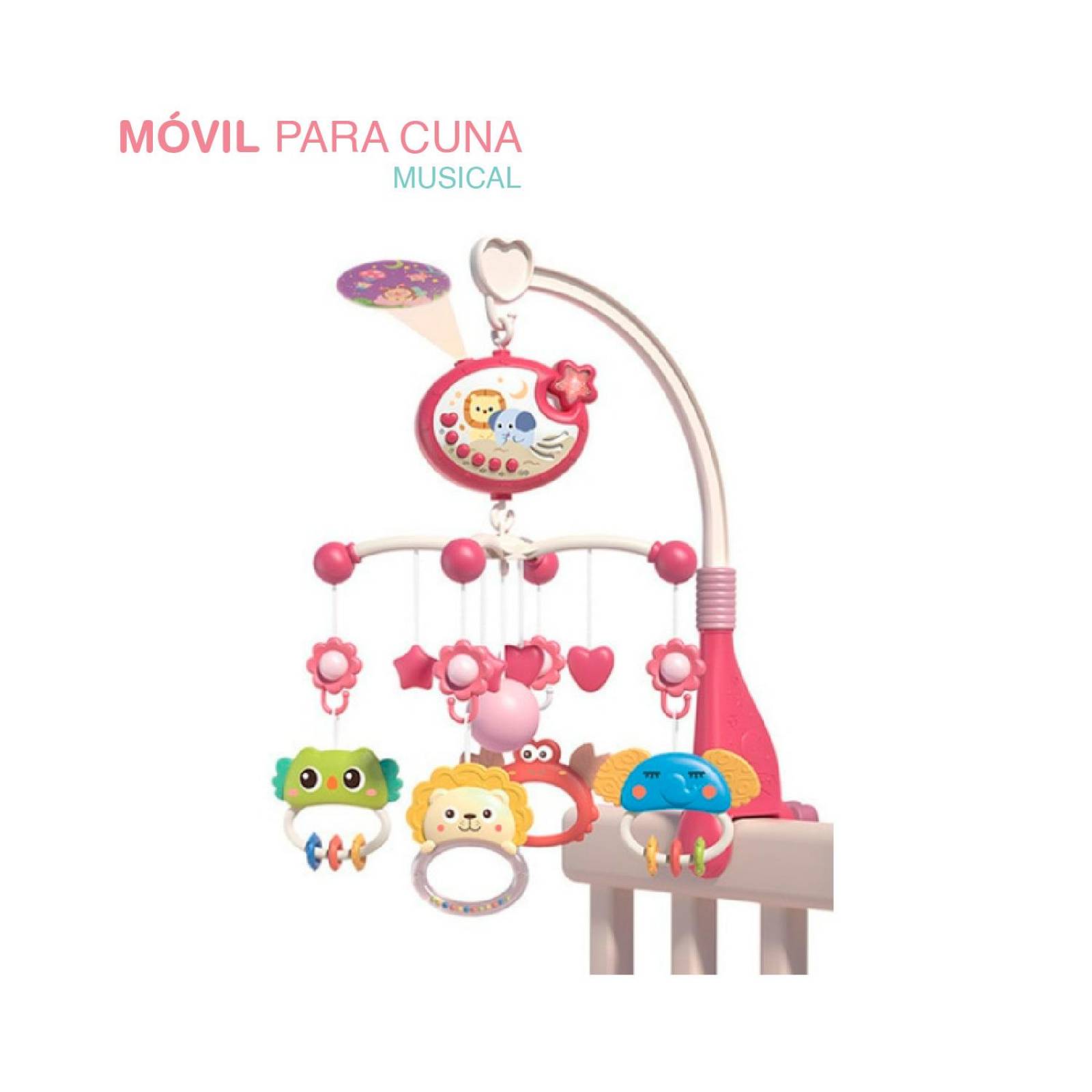 Movil para cuna reflector y control remoto Rosa