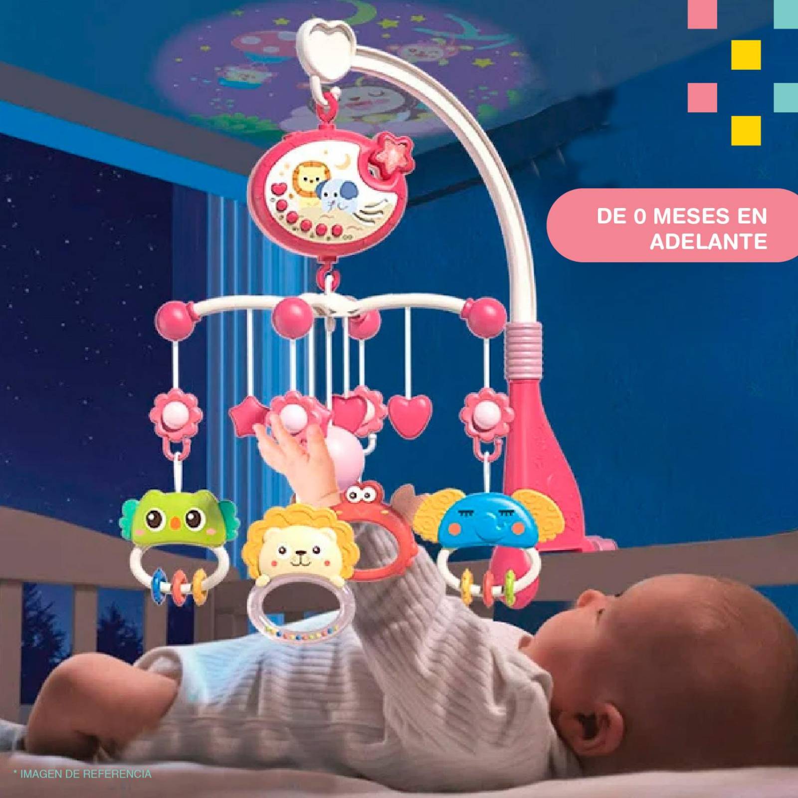 Movil para cuna reflector y control remoto Rosa