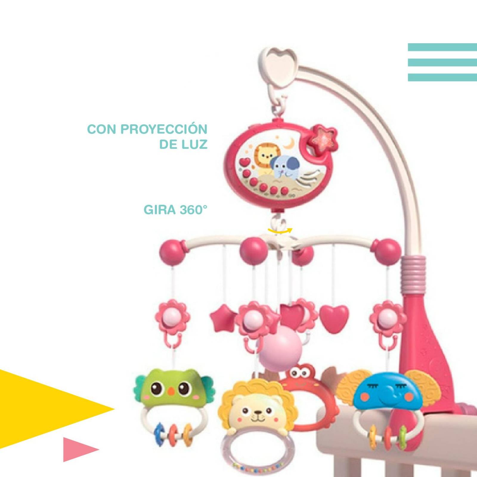 Movil para cuna reflector y control remoto Rosa