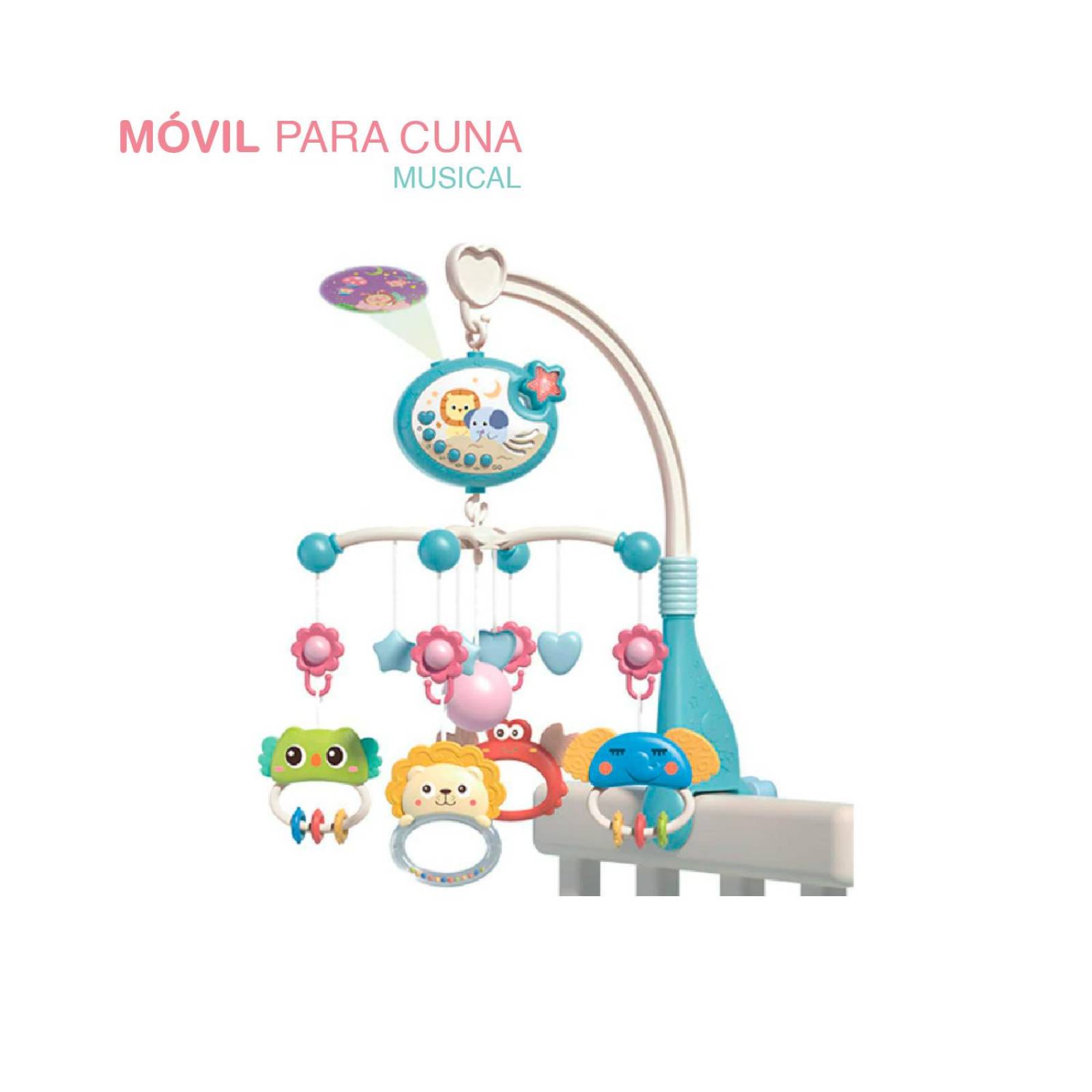 Movil para cuna reflector y control remoto Azul