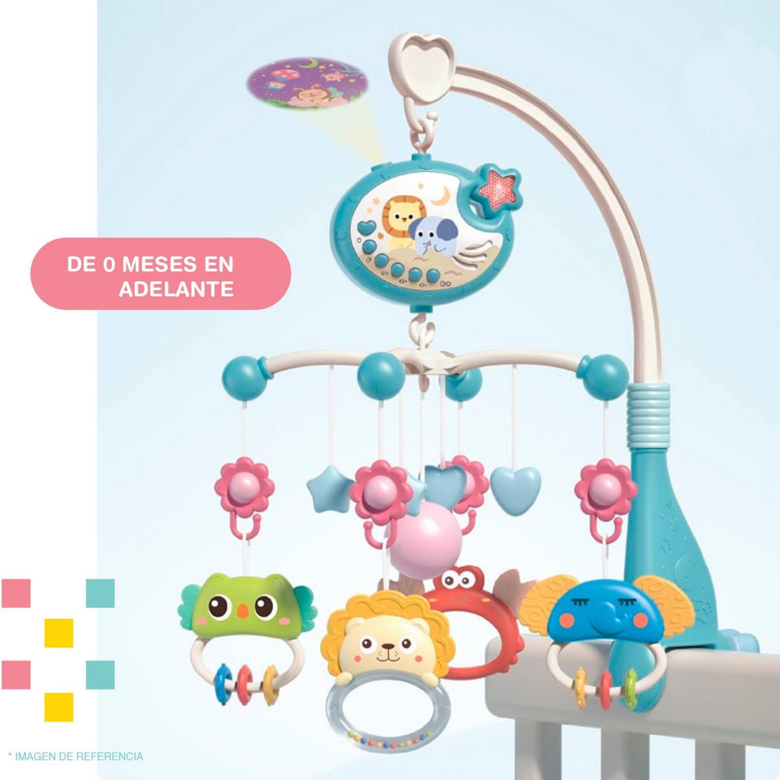 Movil para cuna reflector y control remoto Azul