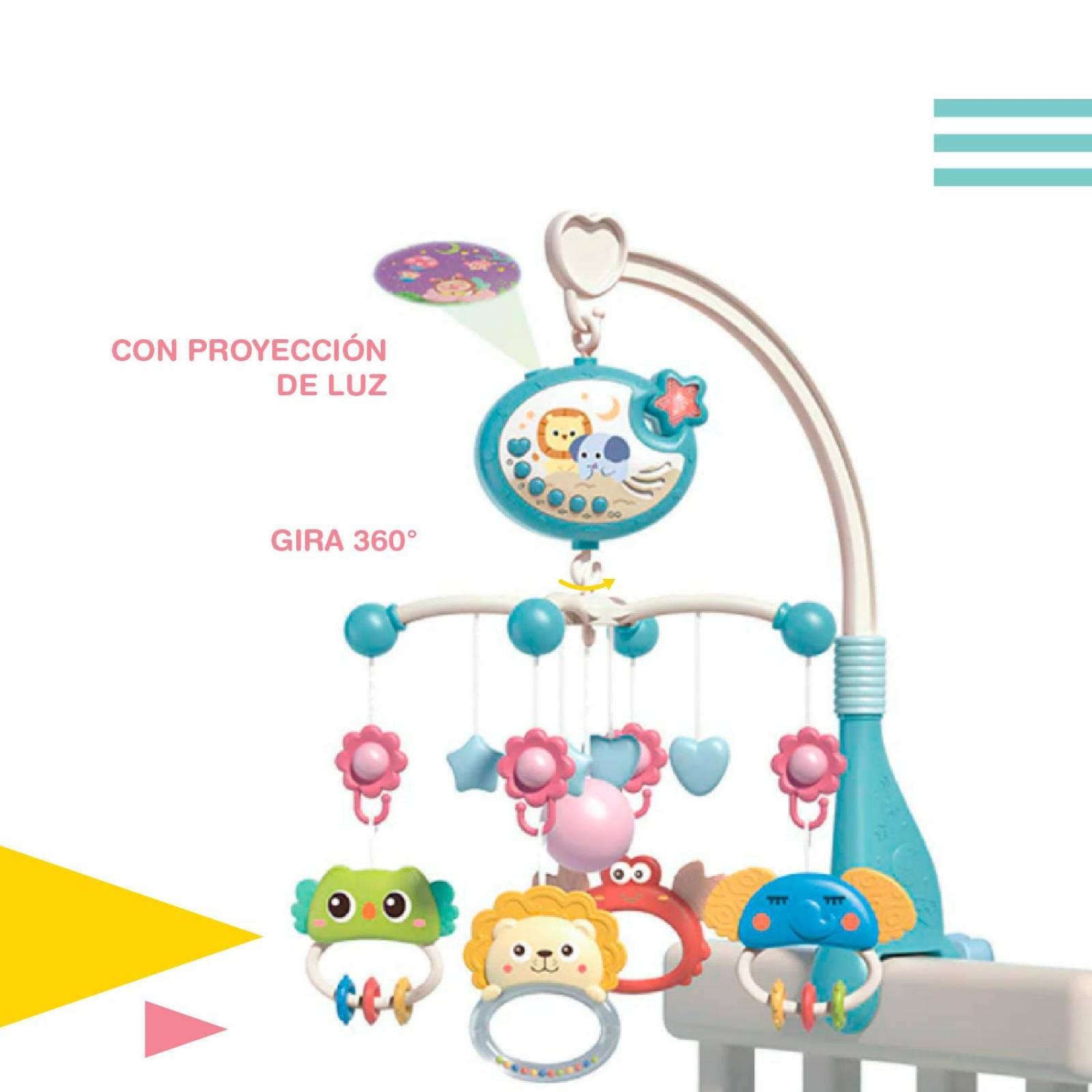 Movil para cuna reflector y control remoto Azul