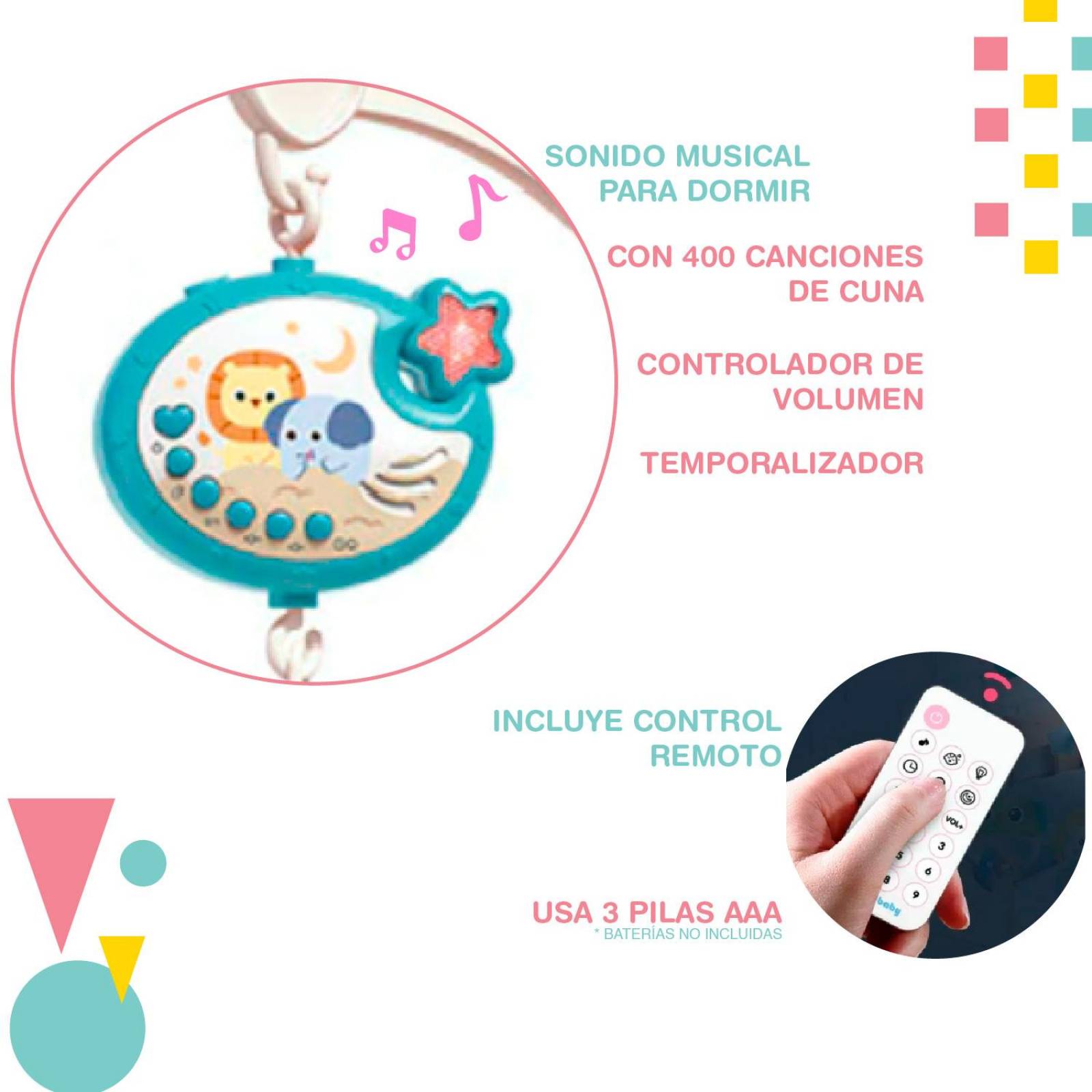 GENERICO Móvil Musical Con Control Y Luz De Proyección Para Bebe