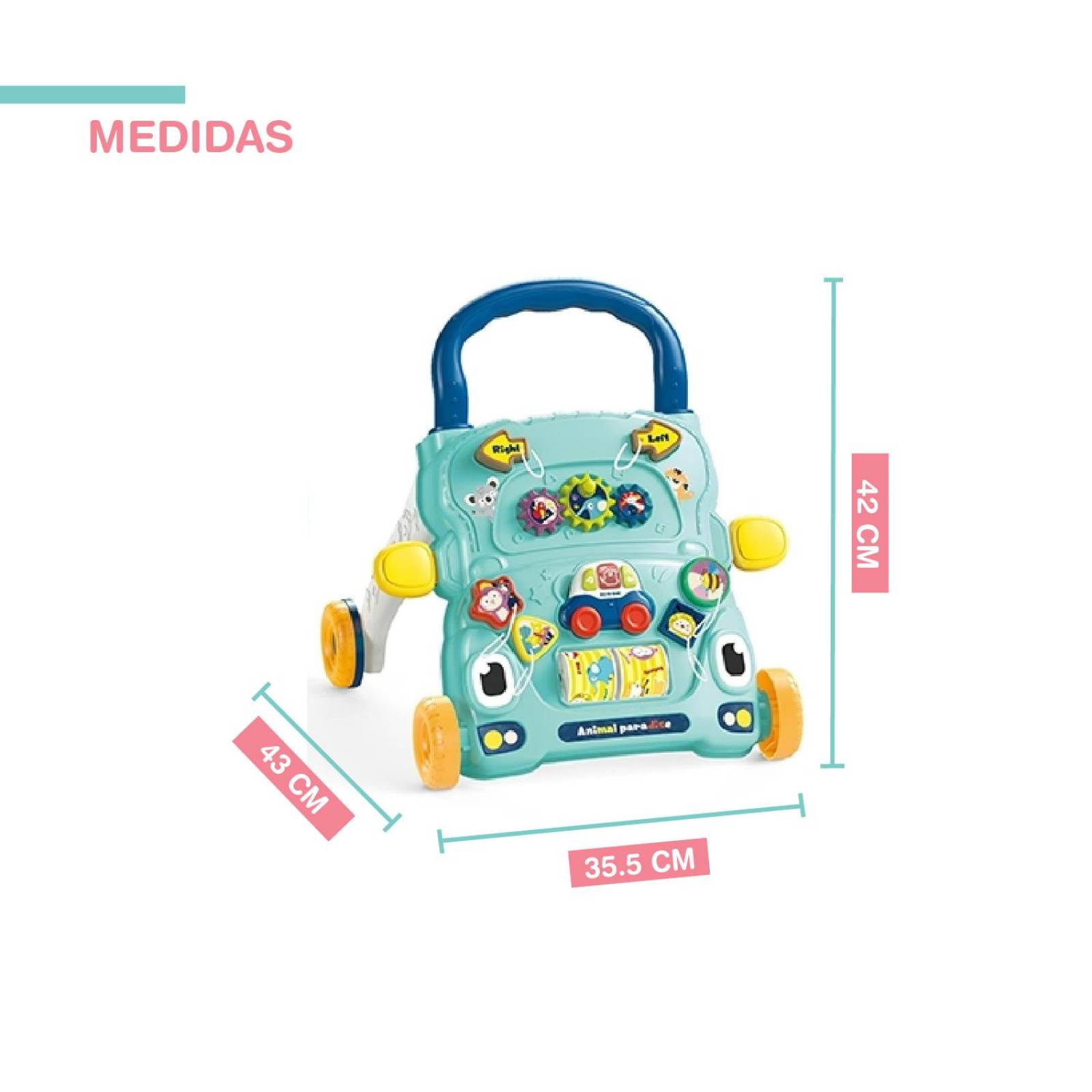Carrito primeros pasos Didáctico para bebe Azul 35.5x43x42cm