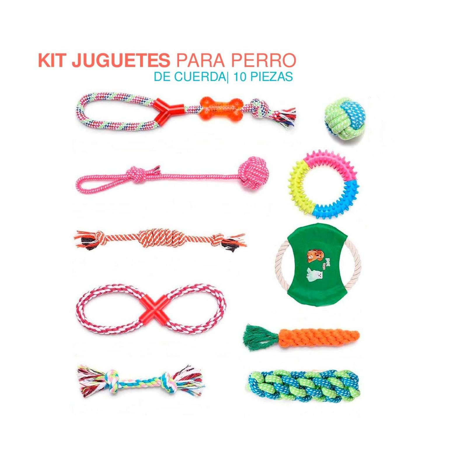 juguetes de cuerda para perro set 10 pzs 