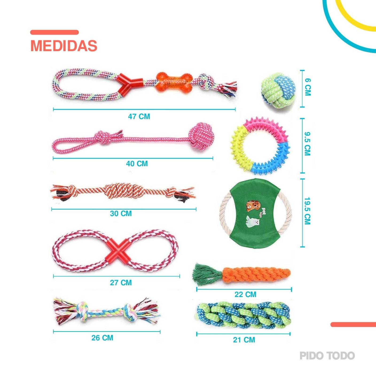 juguetes de cuerda para perro set 10 pzs 