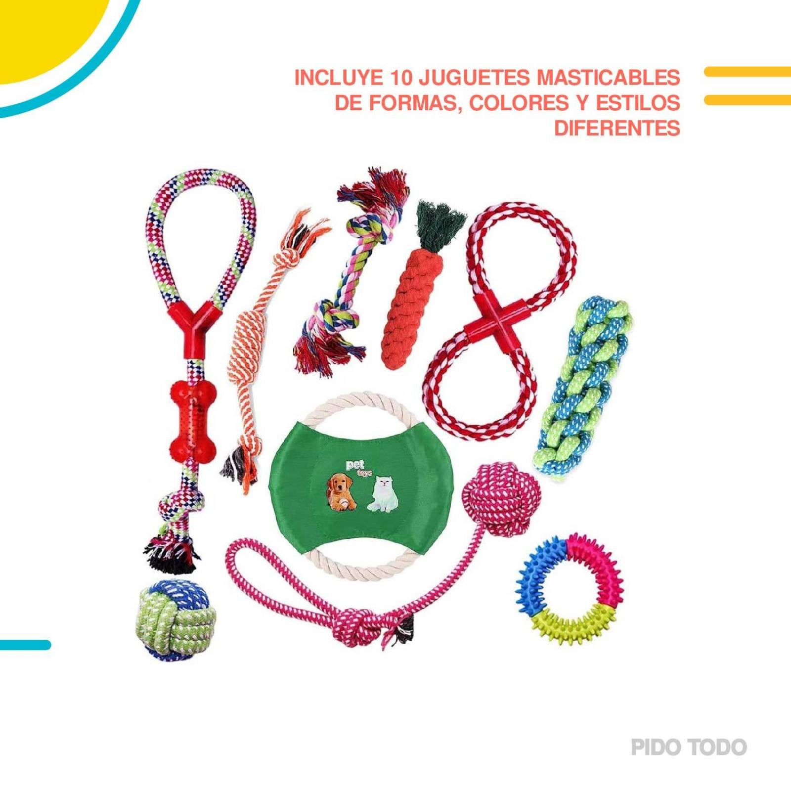 juguetes de cuerda para perro set 10 pzs 