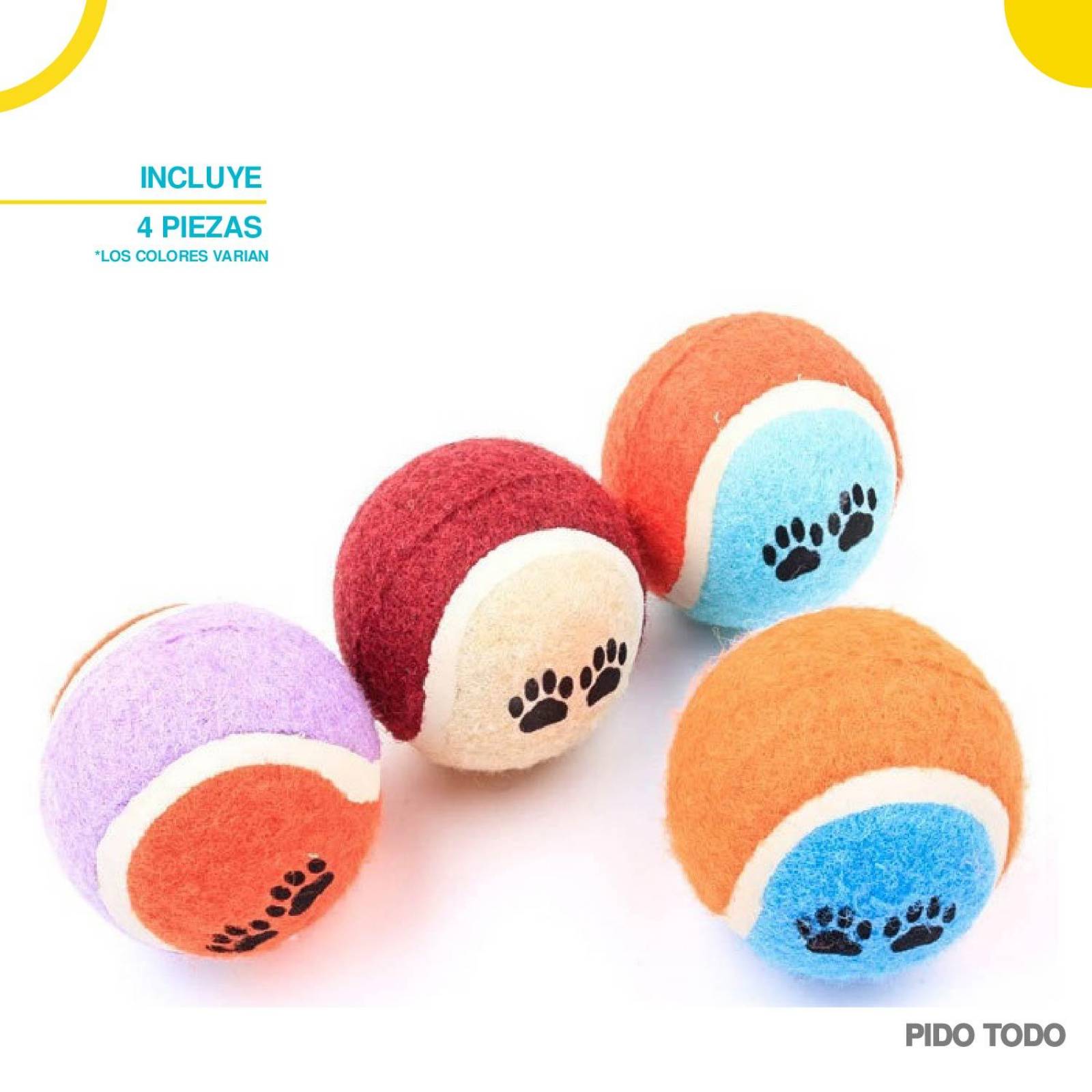 pelota de tenis para mascota set 4 pzs 