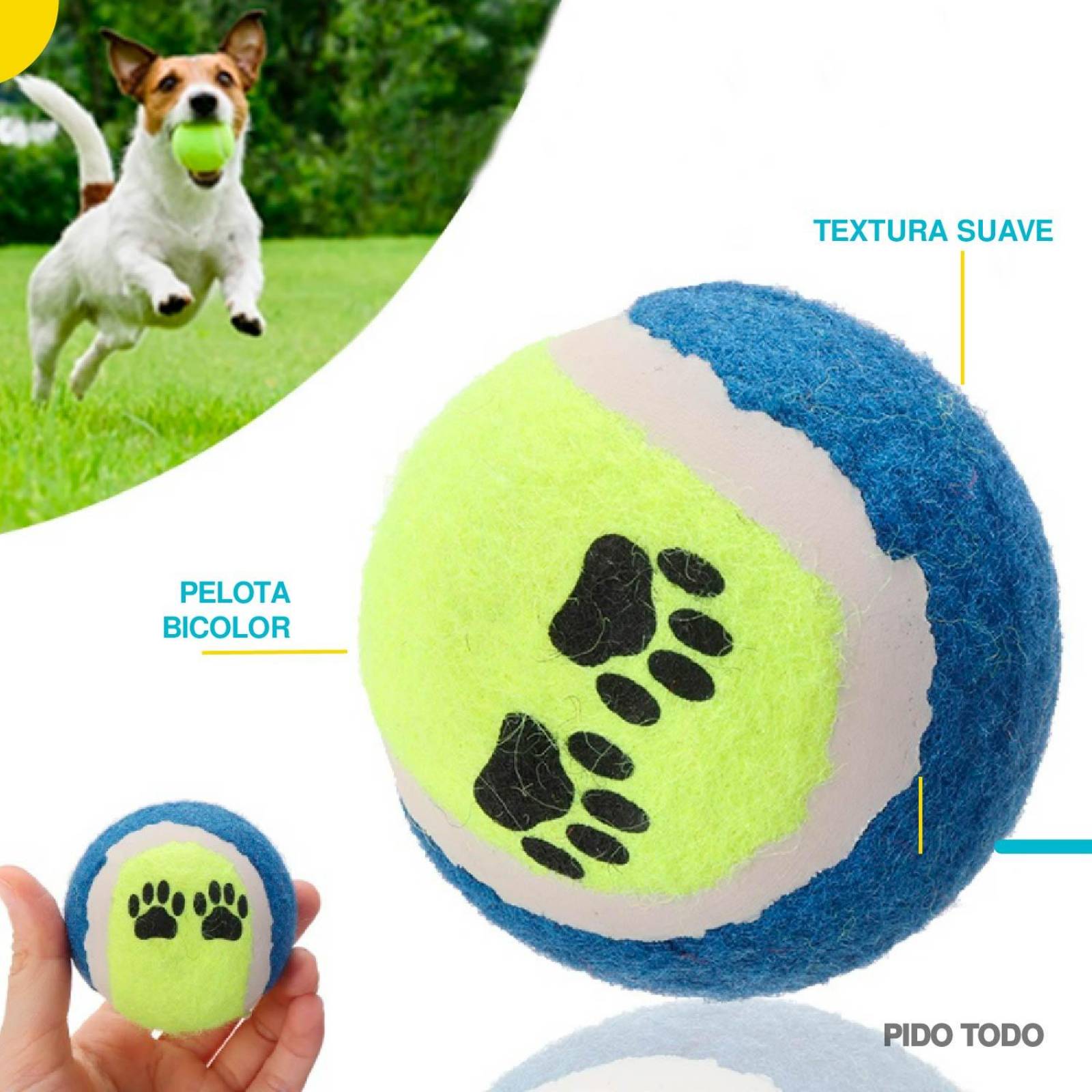 pelota de tenis para mascota set 4 pzs 