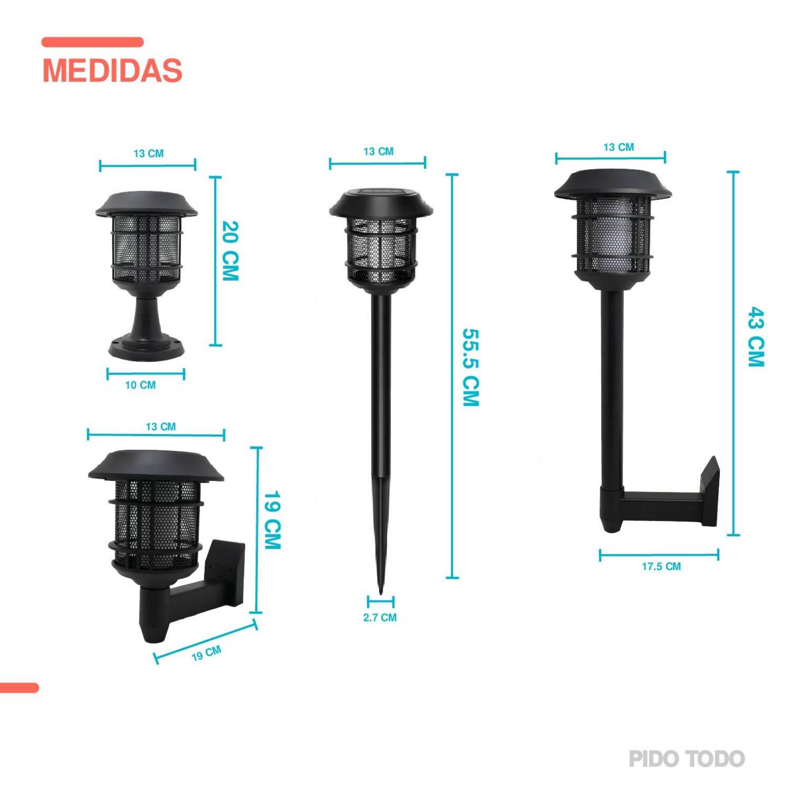 ESTACAS LED SOLAR  4 EN 1 Negro