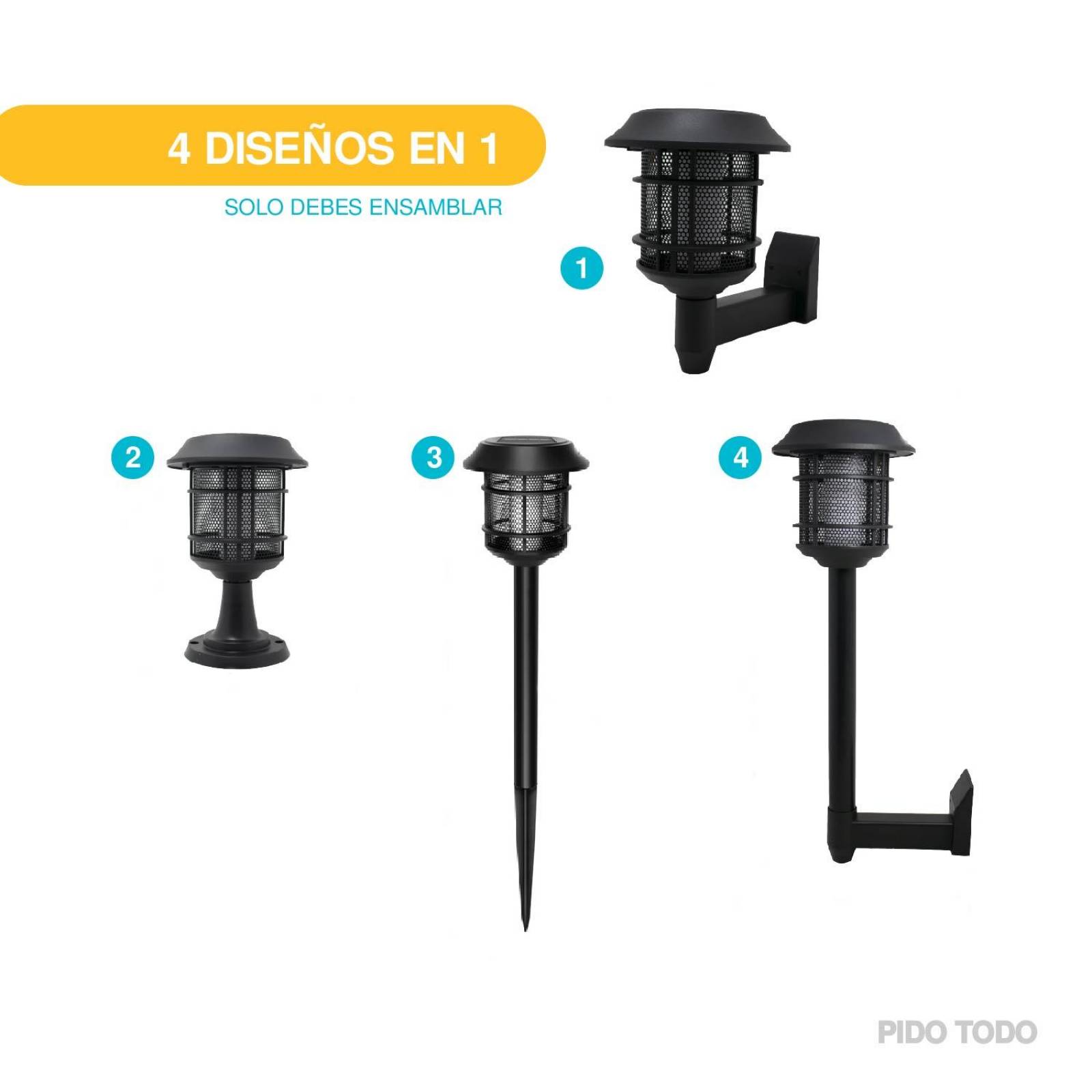 ESTACAS LED SOLAR  4 EN 1 Negro
