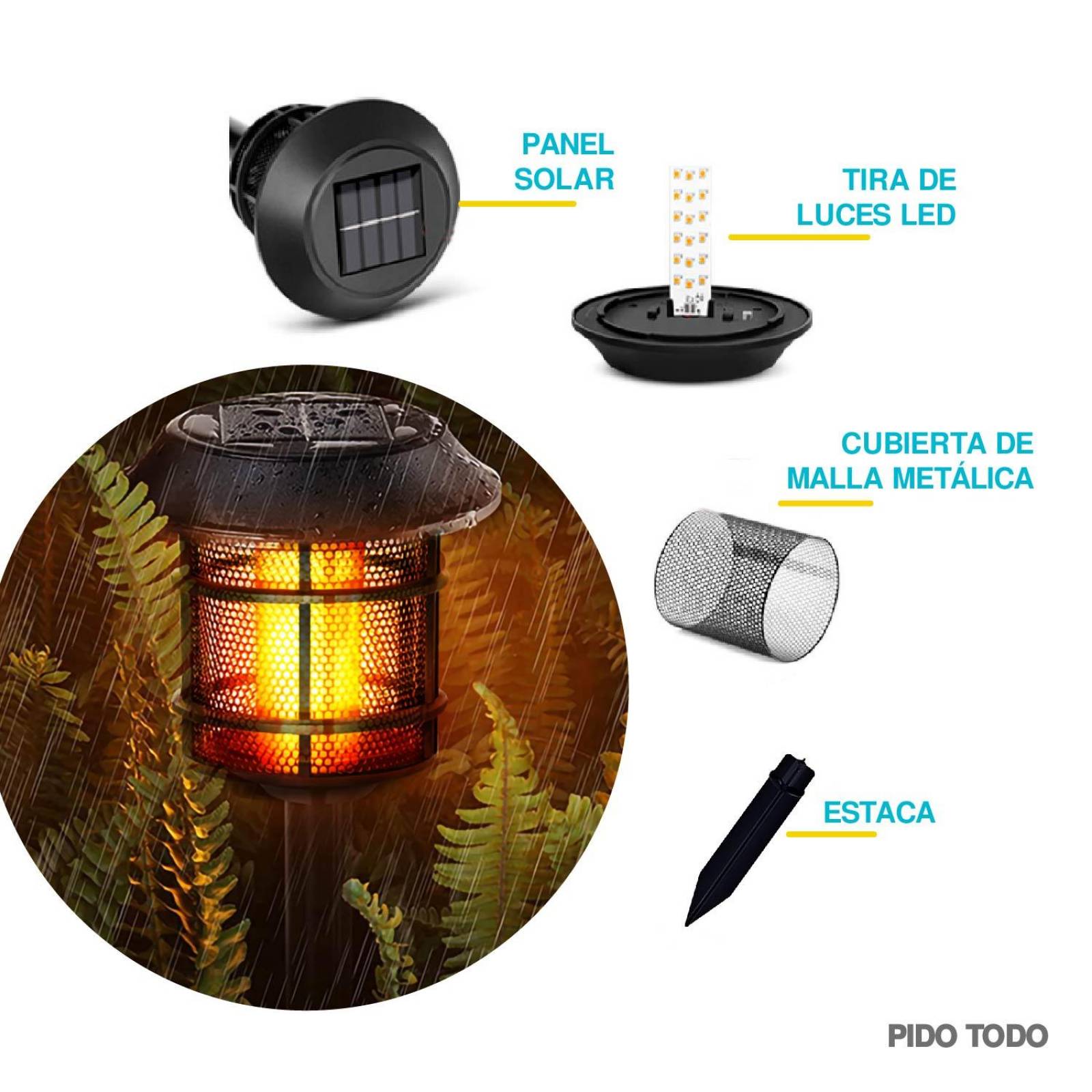 ESTACAS LED SOLAR  4 EN 1 Negro