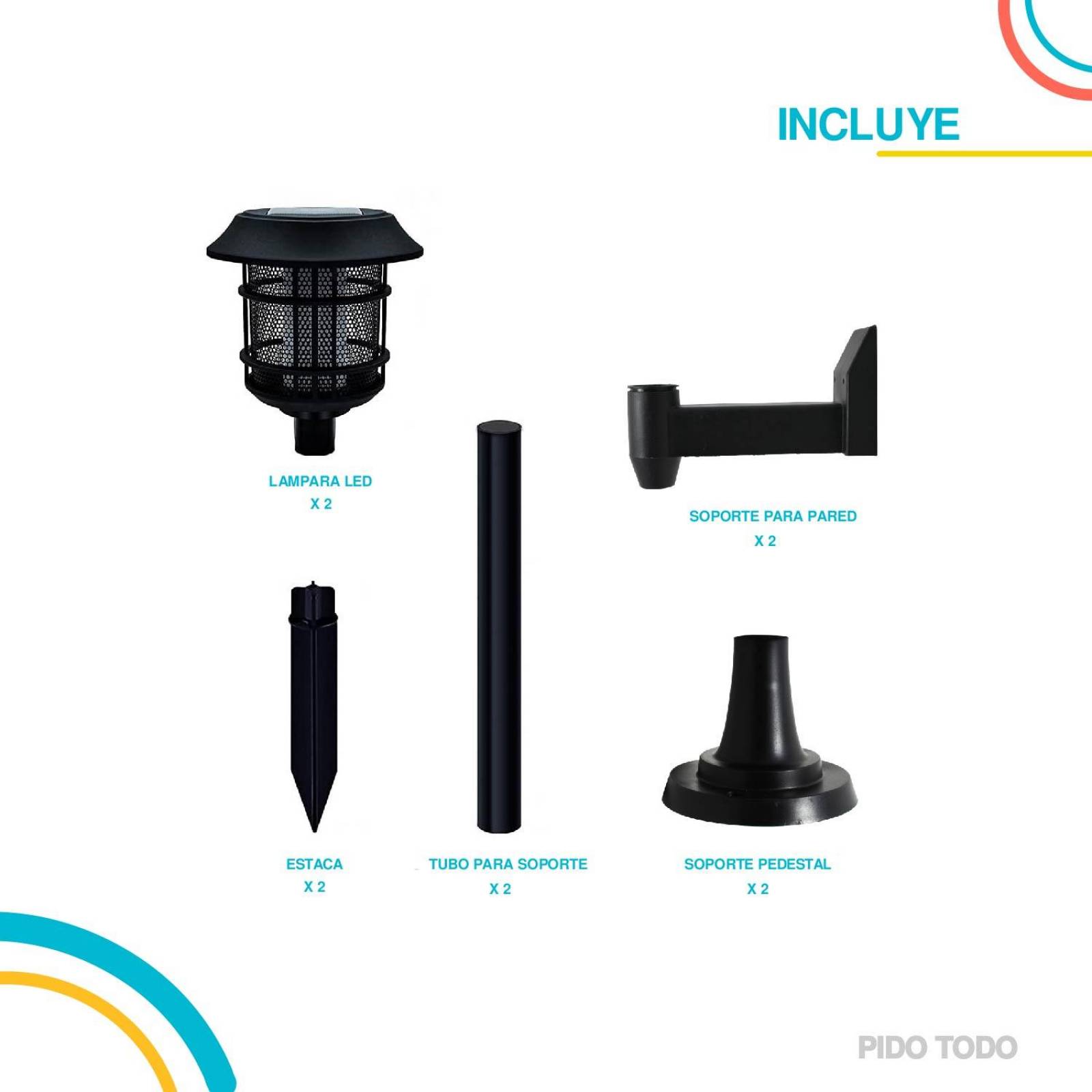 ESTACAS LED SOLAR  4 EN 1 Negro