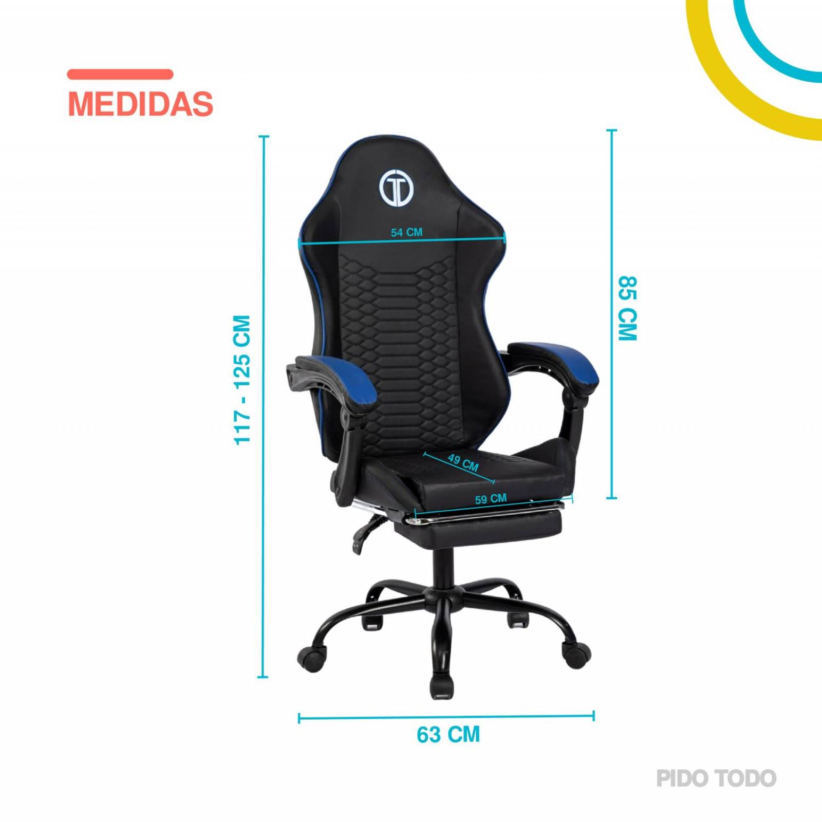 Silla Gamer Titano Cobra Ultimate Escritorio Ergonómica Reclinable Azul