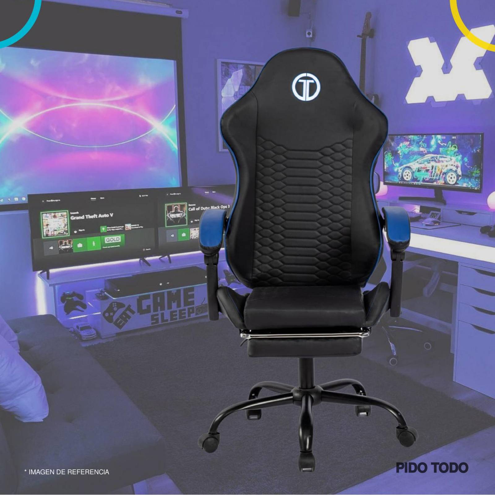 Silla Gamer Titano Cobra Ultimate Escritorio Ergonómica Reclinable Azul