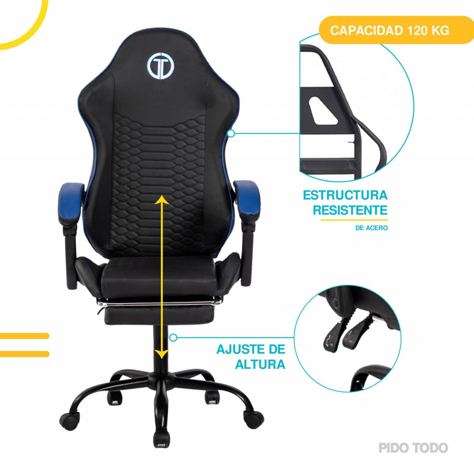 Silla Gamer Titano Cobra Ultimate Escritorio Ergonómica Reclinable Azul